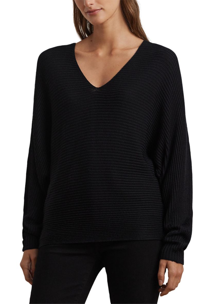 Petite Size Rib-Knit Dolman-Sleeve Sweater