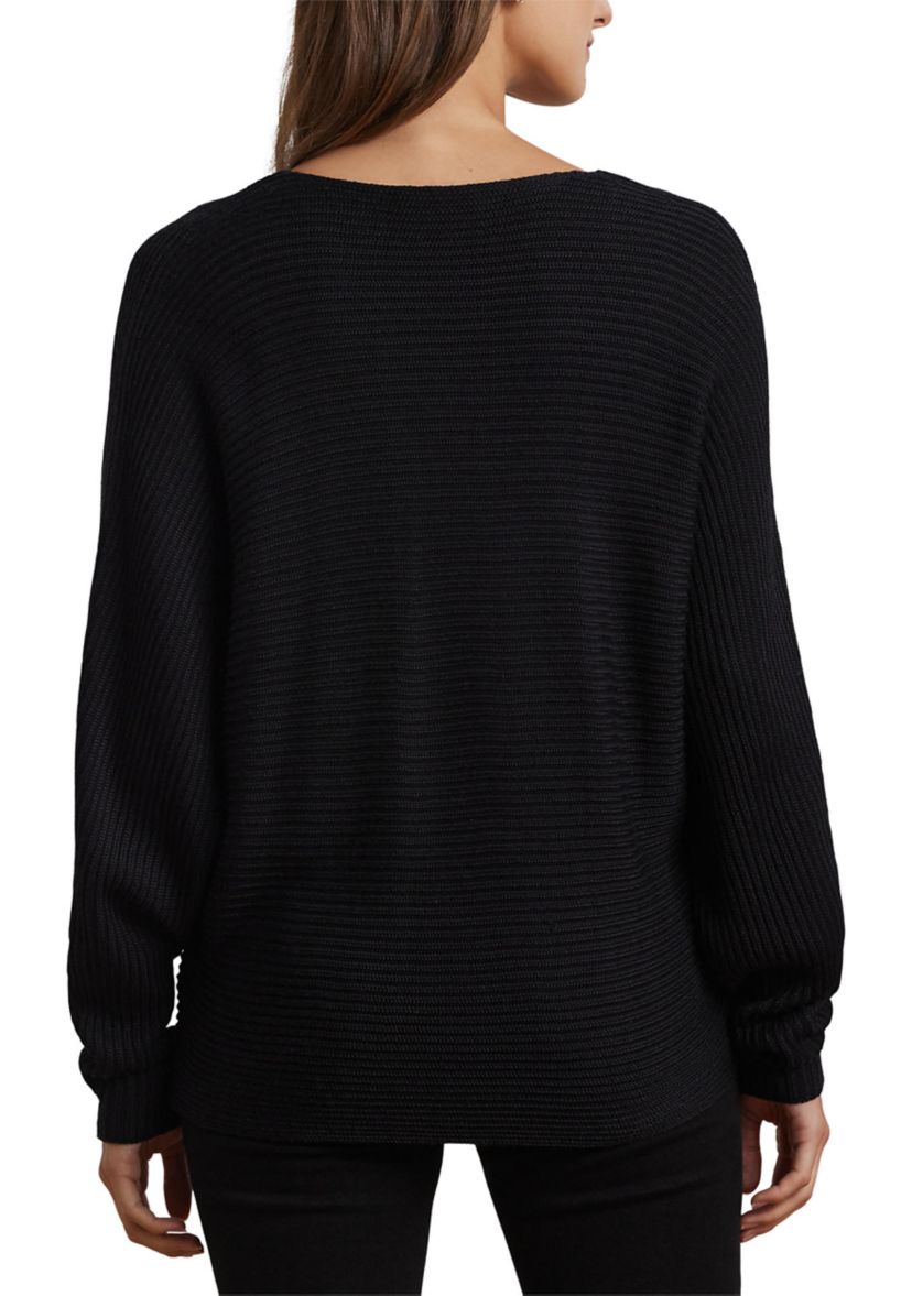 Petite Size Rib-Knit Dolman-Sleeve Sweater