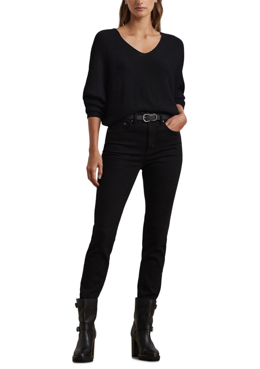 Petite Size Rib-Knit Dolman-Sleeve Sweater