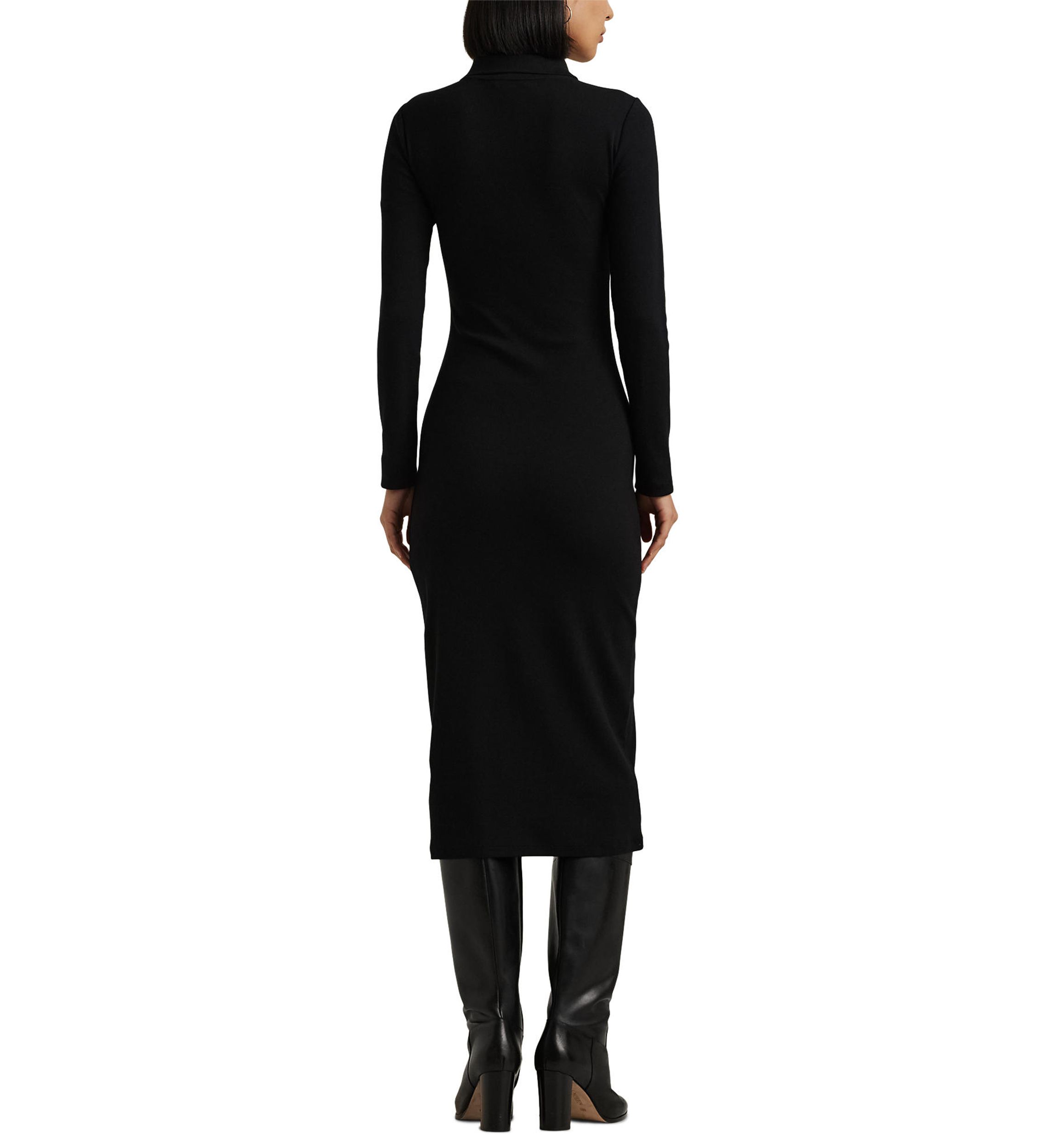 Petite Size Rib-Knit Cotton-Blend Polo Dress