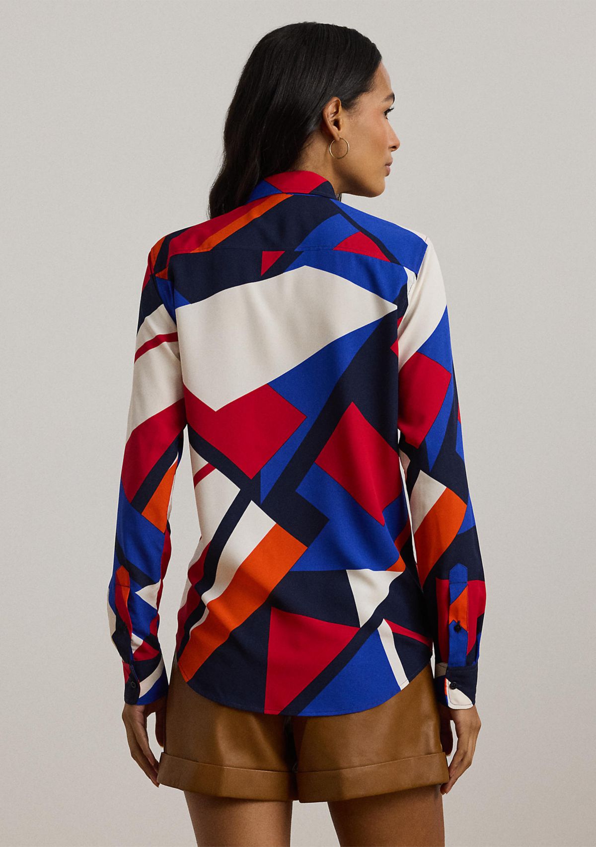 Petite Classic Fit Print Crepe Shirt