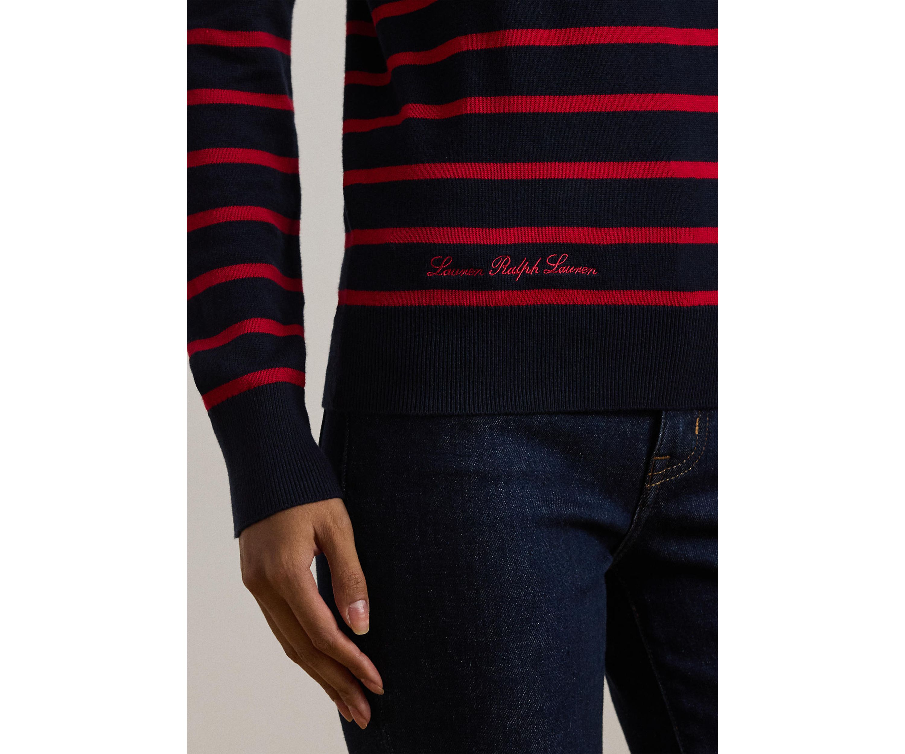 Petite Striped Cotton-Blend Sweater