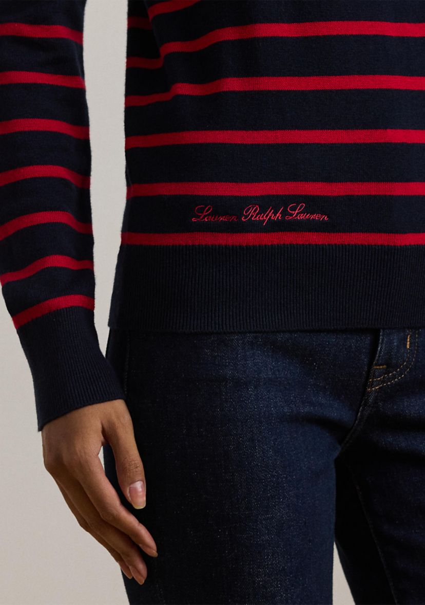 Petite Striped Cotton-Blend Sweater