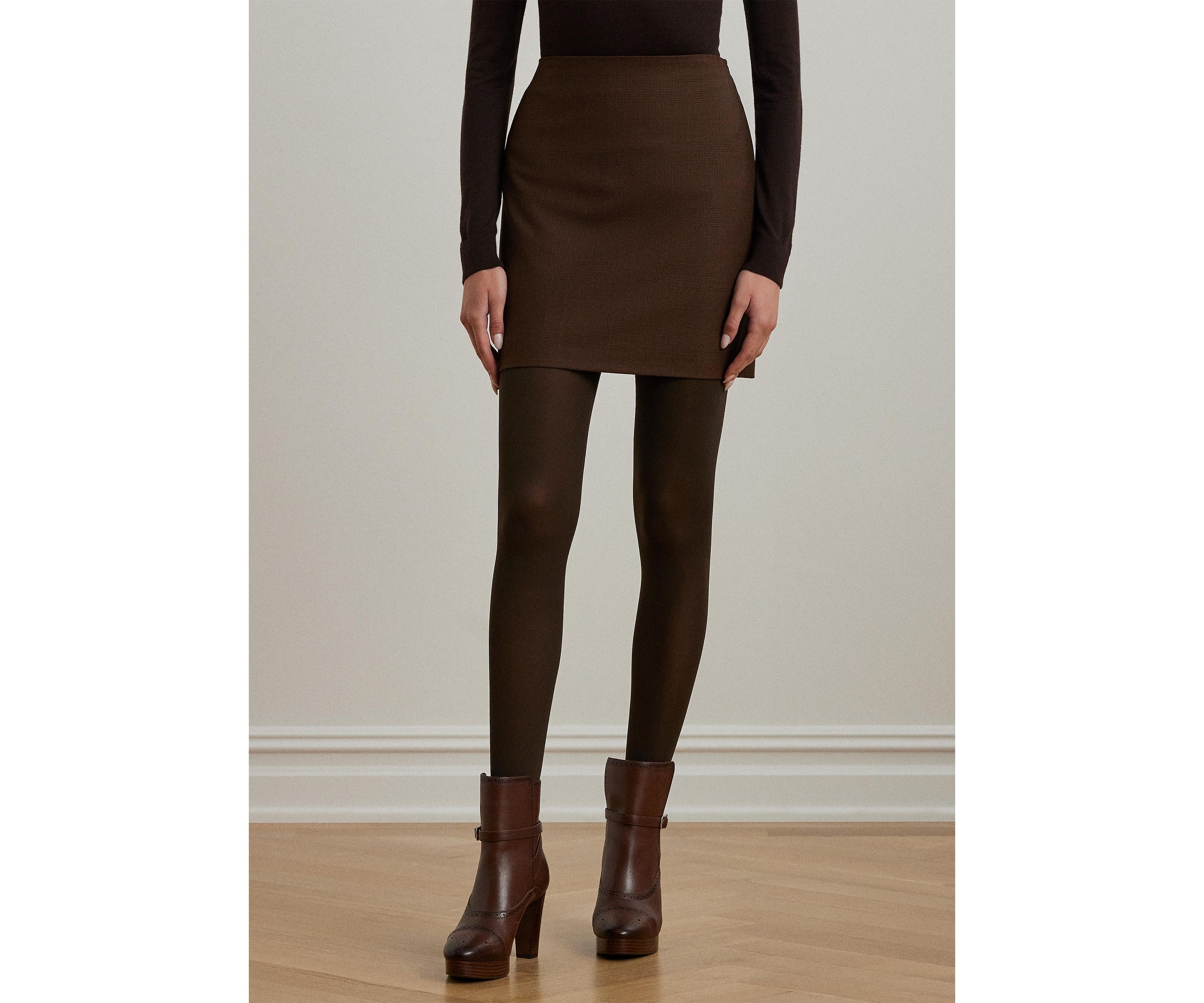Petite Glen Plaid Wool Blend Pencil Miniskirt