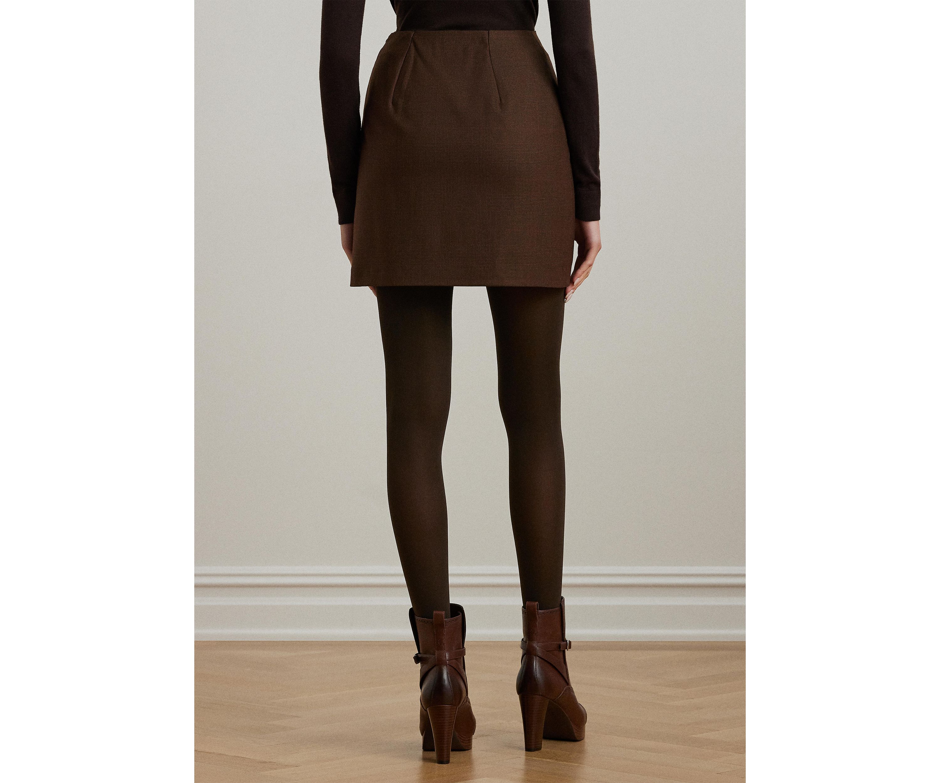 Petite Glen Plaid Wool Blend Pencil Miniskirt