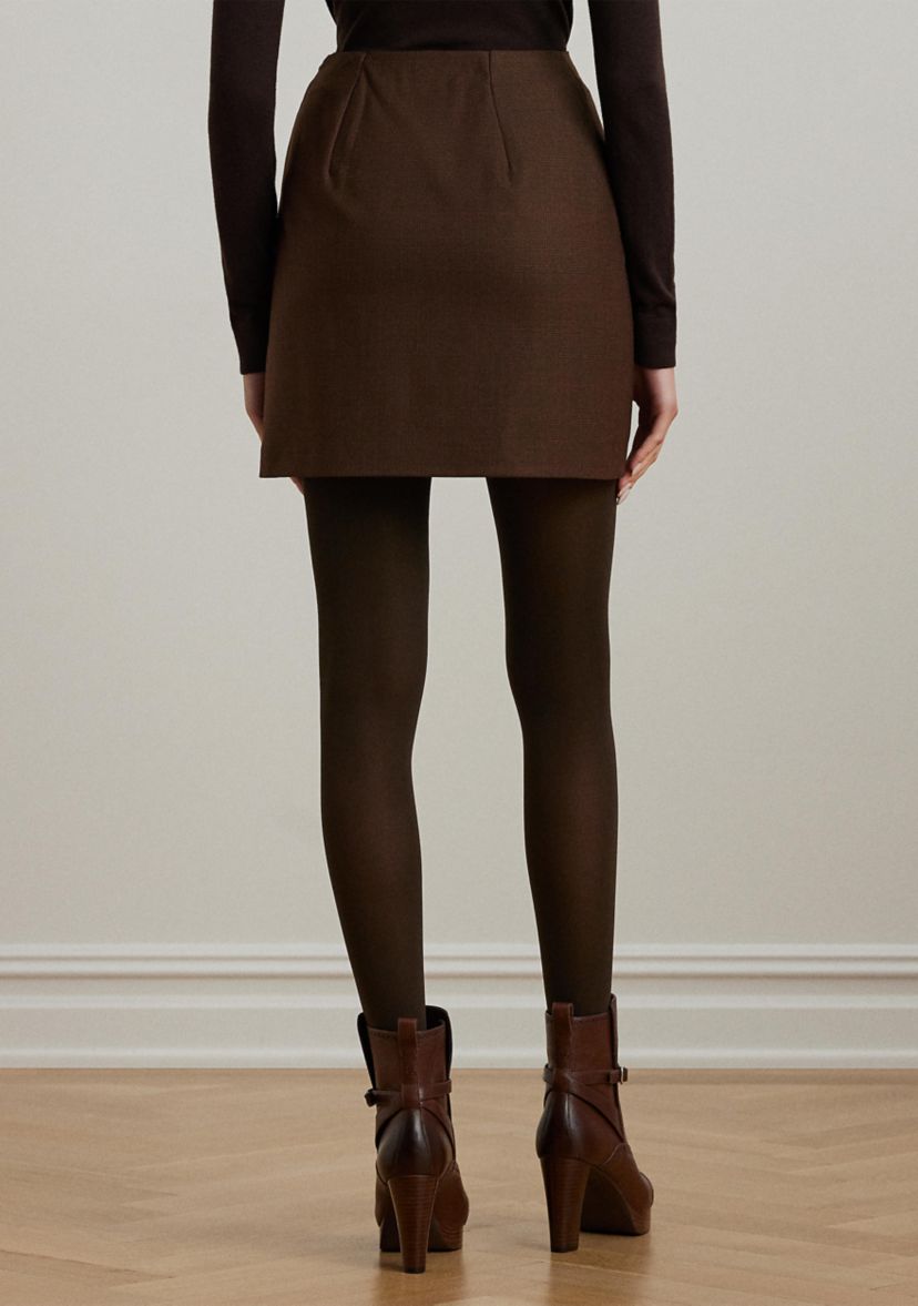 Petite Glen Plaid Wool Blend Pencil Miniskirt