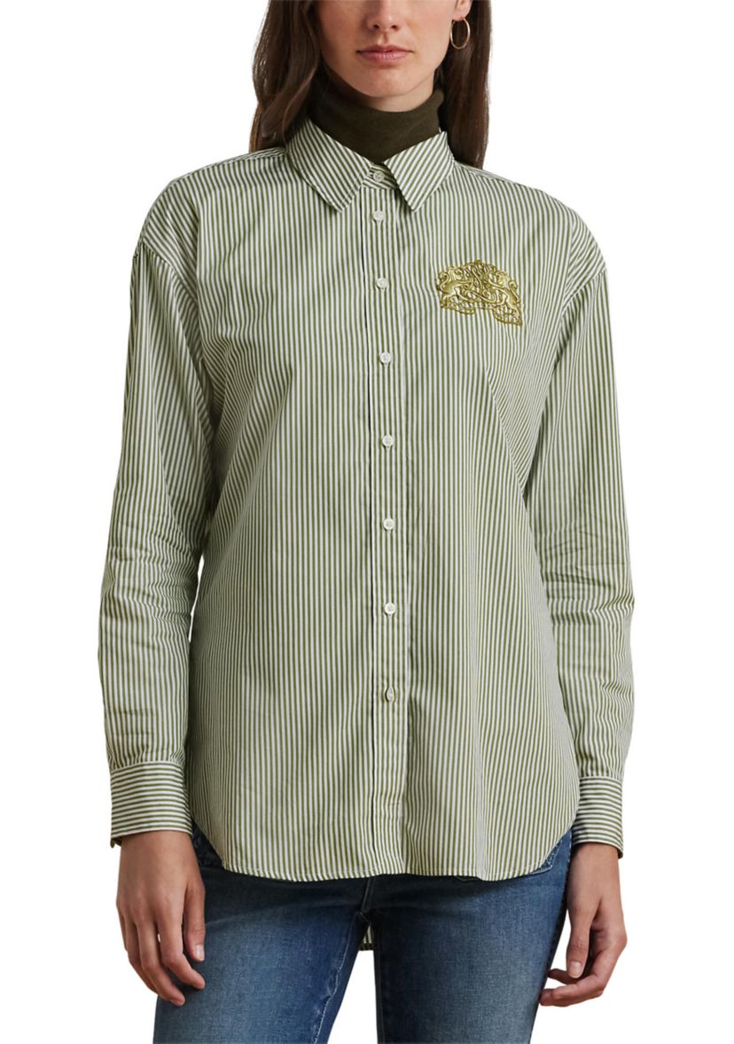 Petite Relaxed Fit Striped Broadcloth Shirt