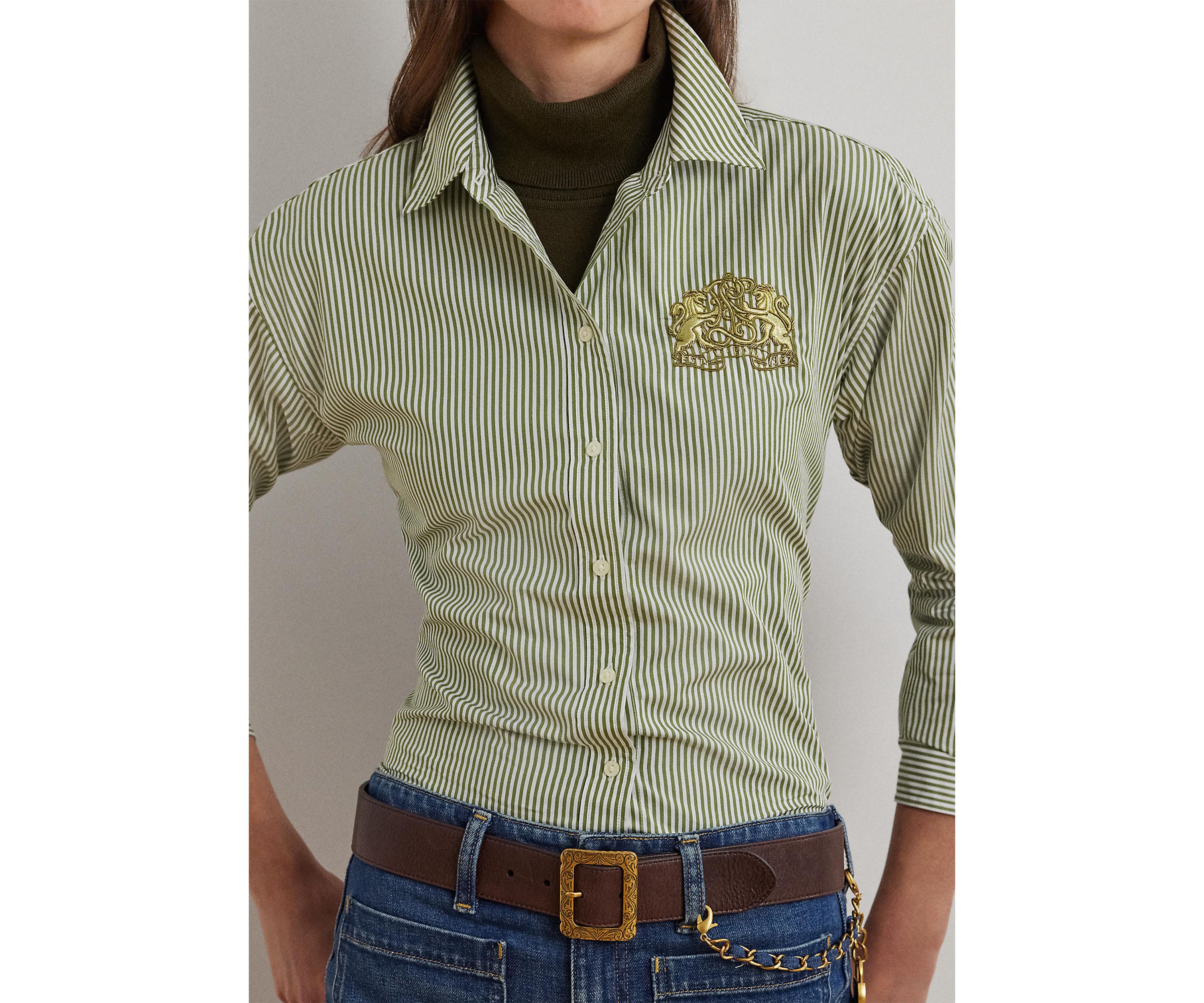 Petite Relaxed Fit Striped Broadcloth Shirt