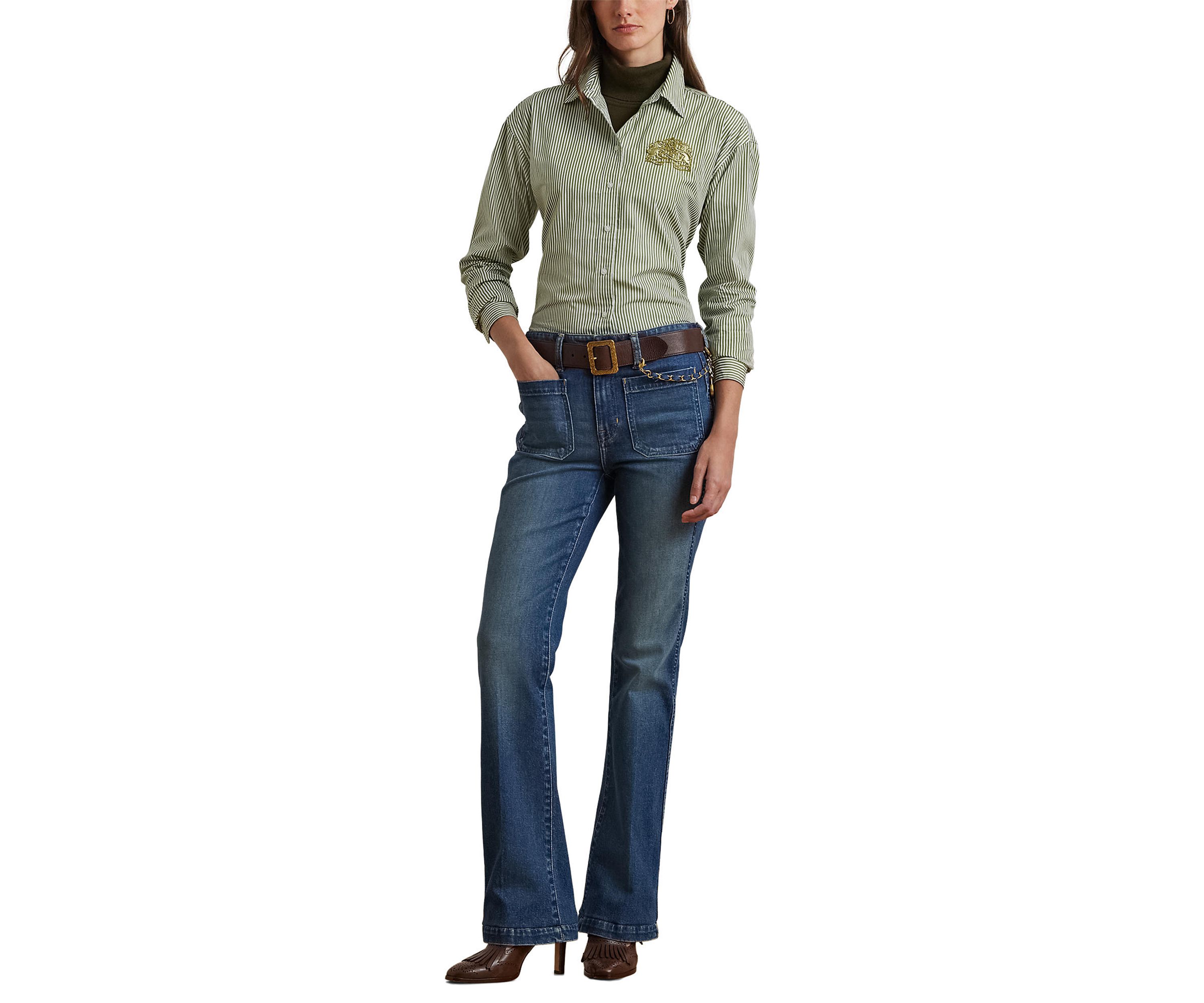 Petite Relaxed Fit Striped Broadcloth Shirt