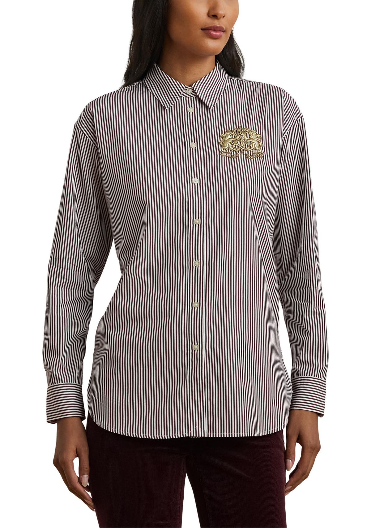 Petite Relaxed Fit Striped Broadcloth Shirt