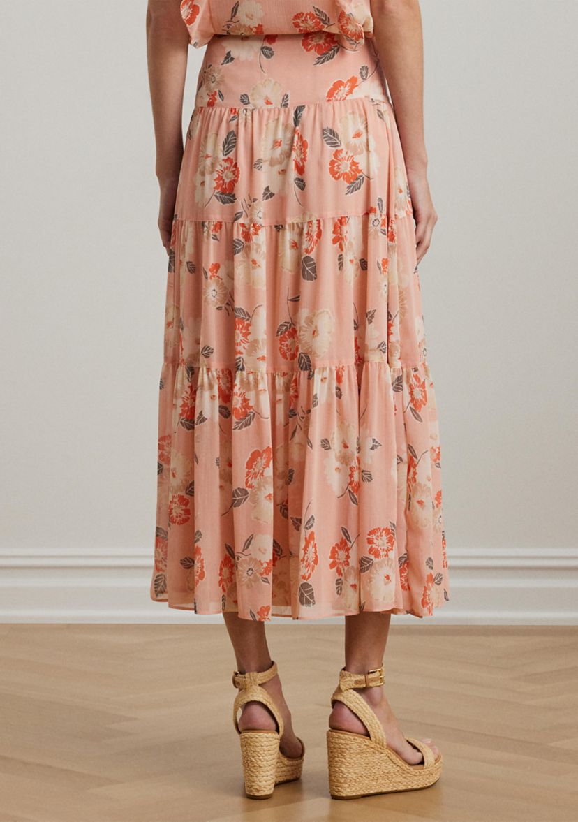Petite Floral Crinkle Georgette Tiered Skirt