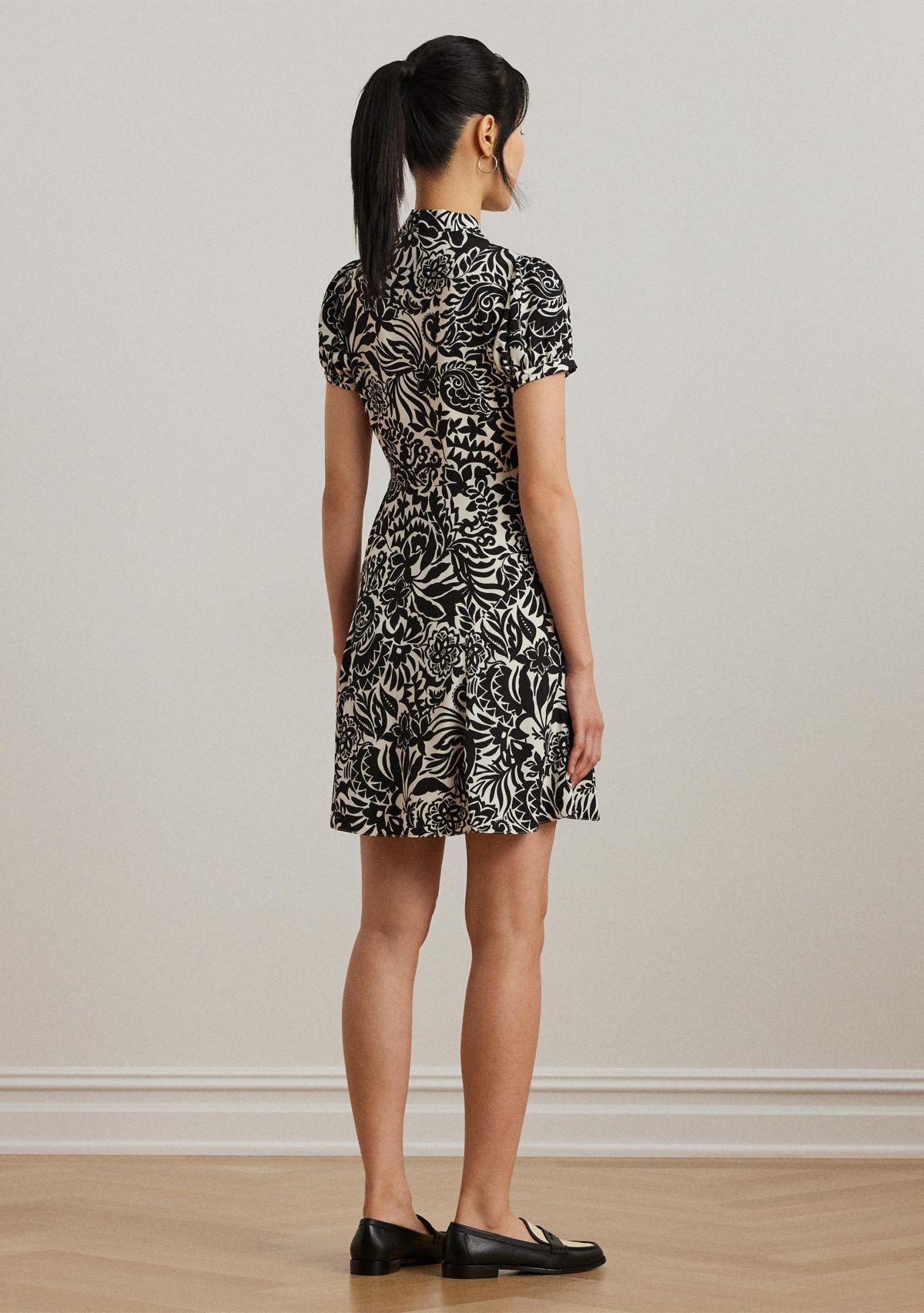 Petite Floral Crepe Short Sleeve Dress