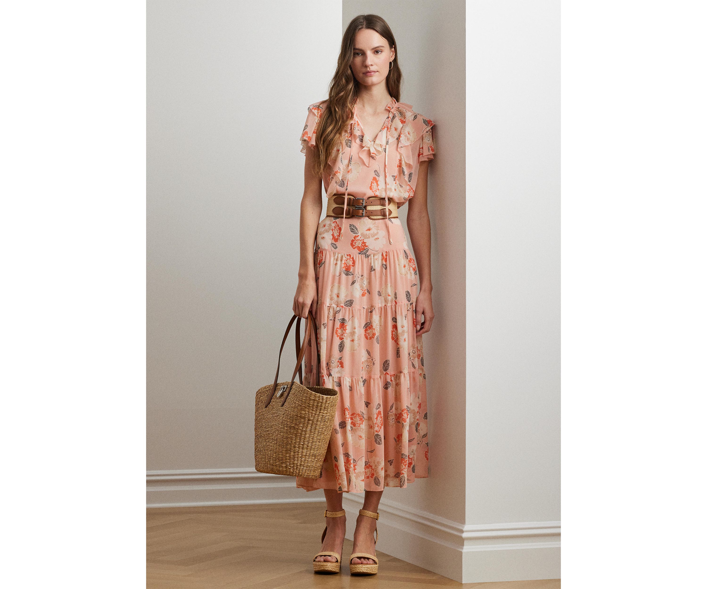 Petite Floral Ruffle-Trim Georgette Blouse