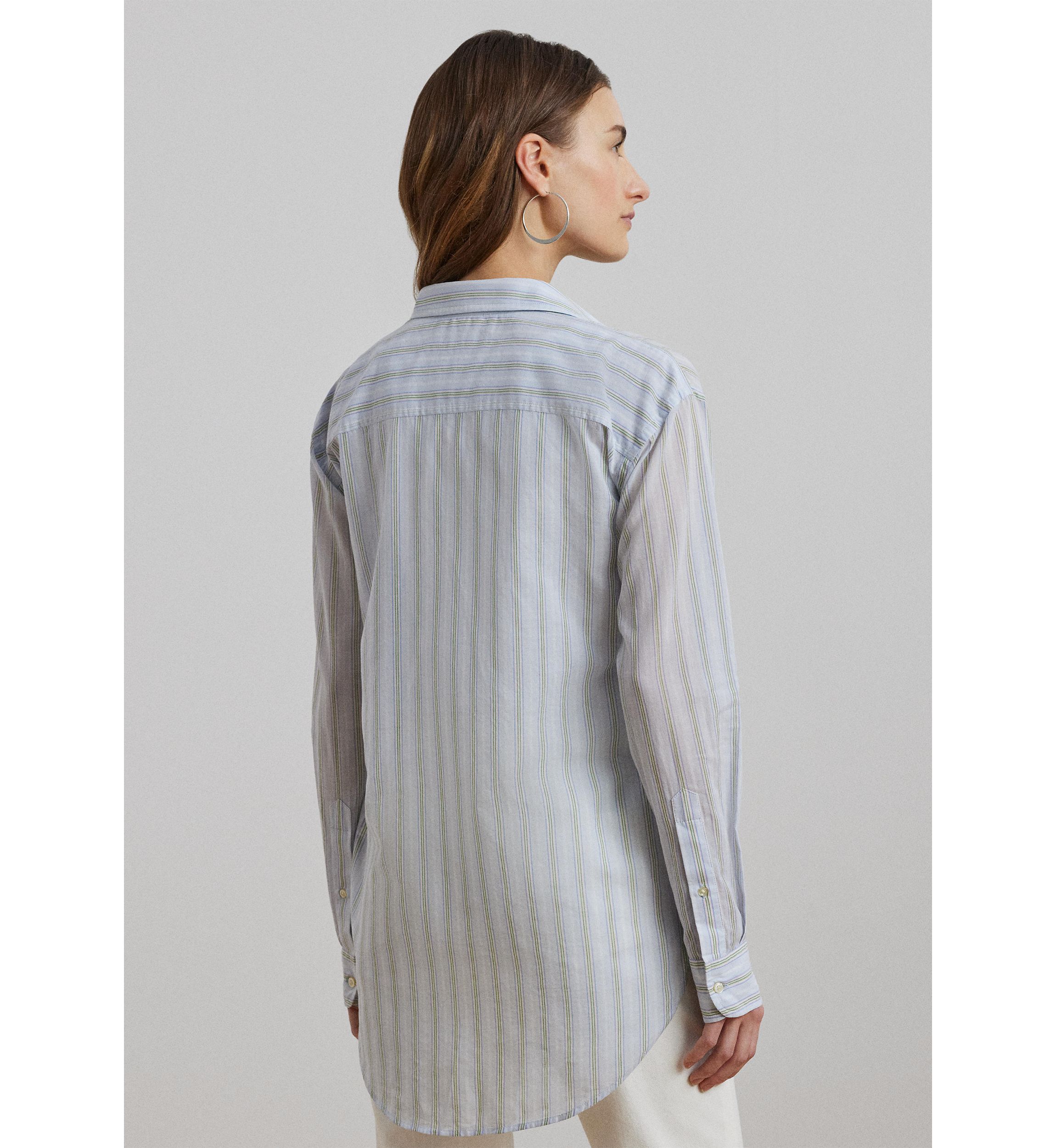 Petite Oversize Striped Cotton Voile Shirt