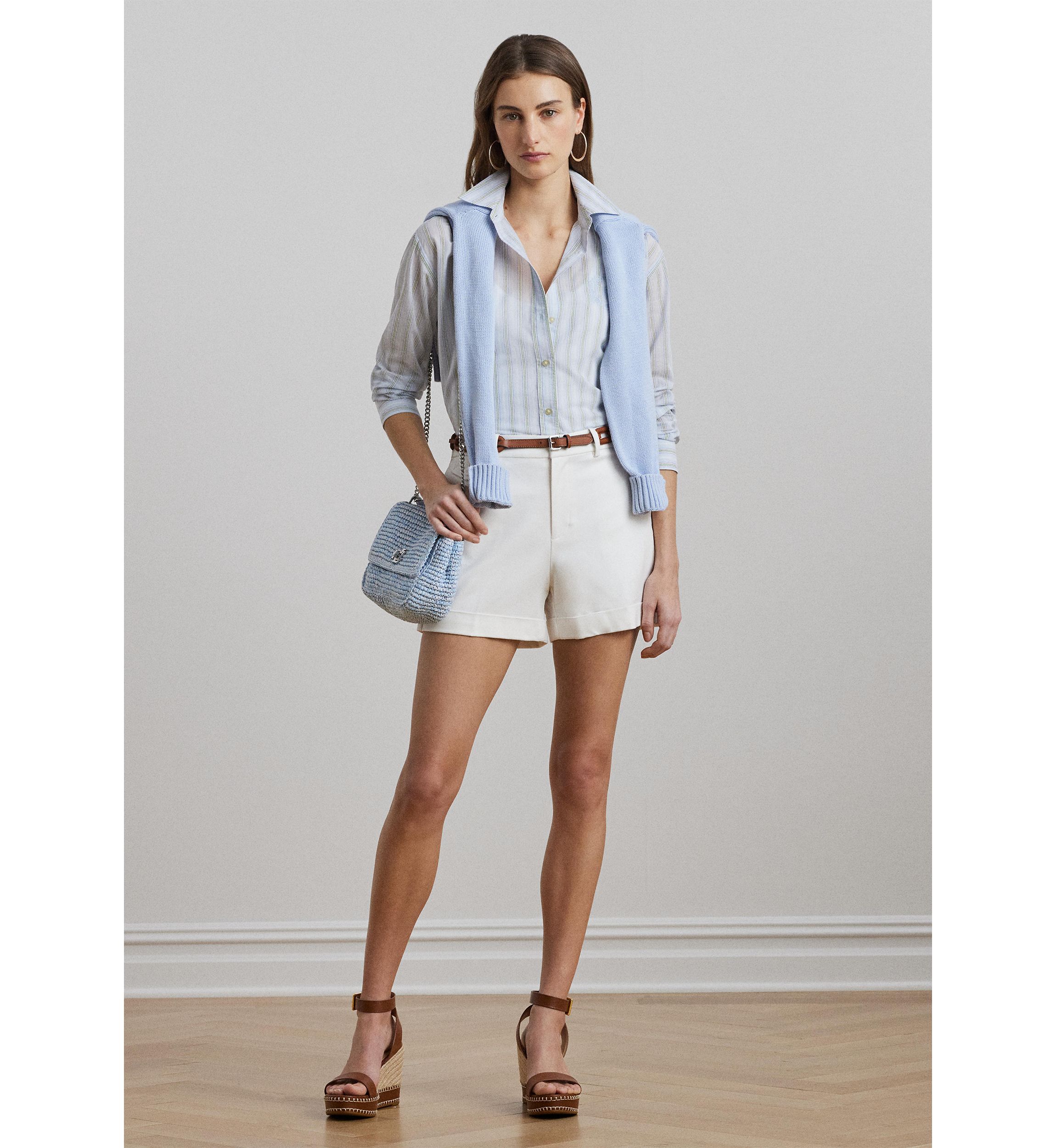 Petite Oversize Striped Cotton Voile Shirt