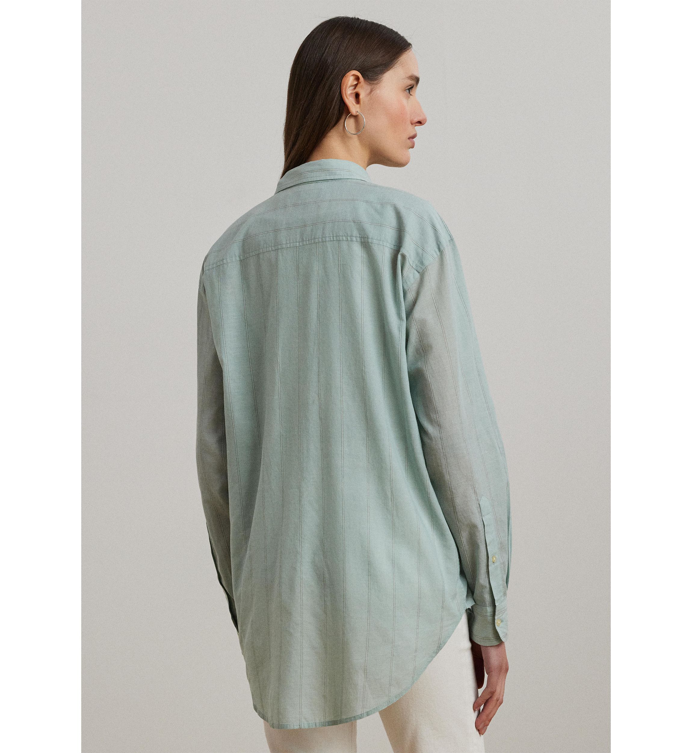 Petite Oversize Striped Cotton Voile Shirt