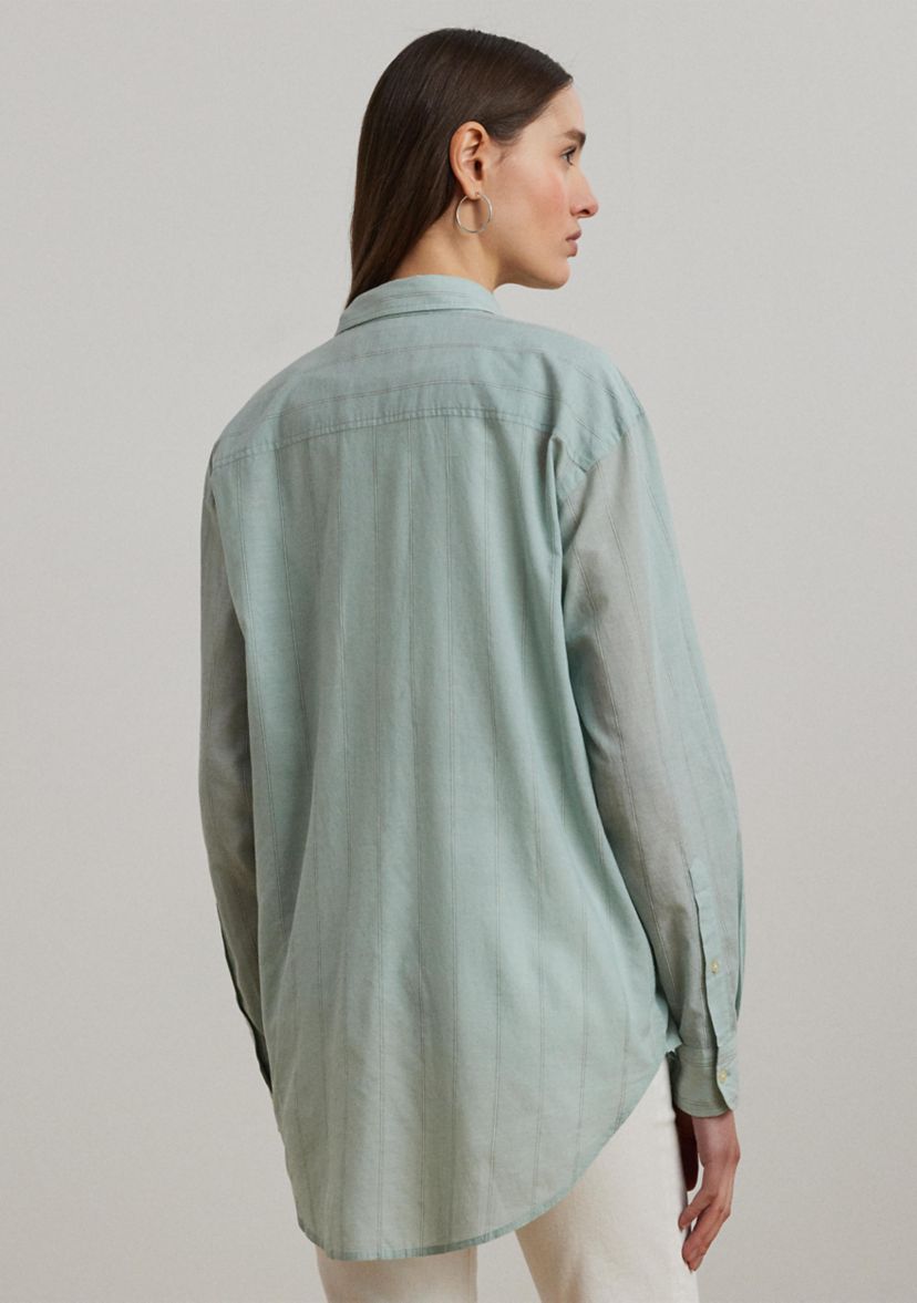 Petite Oversize Striped Cotton Voile Shirt