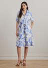 Petite Paisley Tie Front Linen Shirtdress