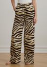 Petite Zebra-Print Linen Wide-Leg Pants