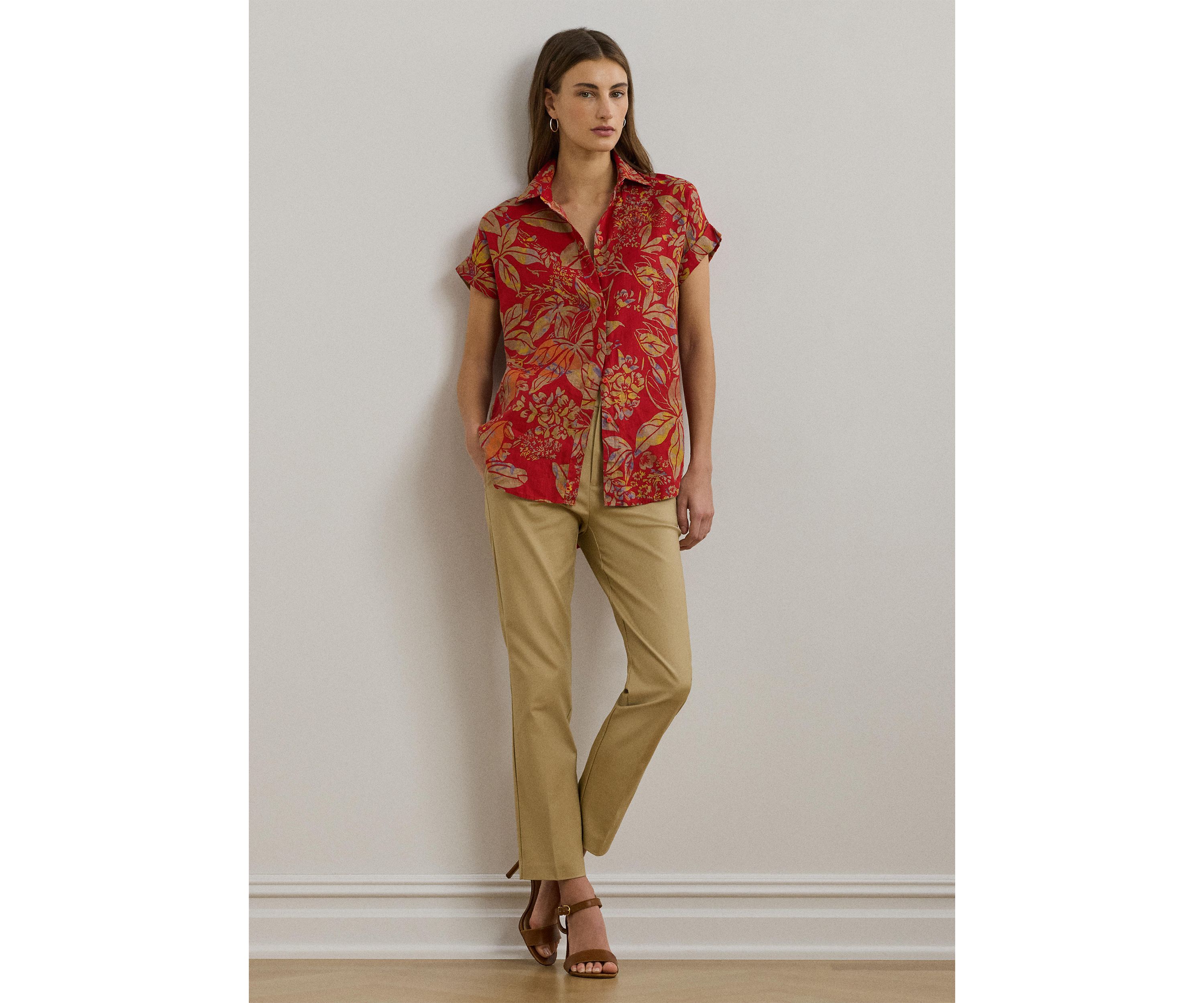 Petite Relaxed Fit Floral Short-Sleeve Shirt