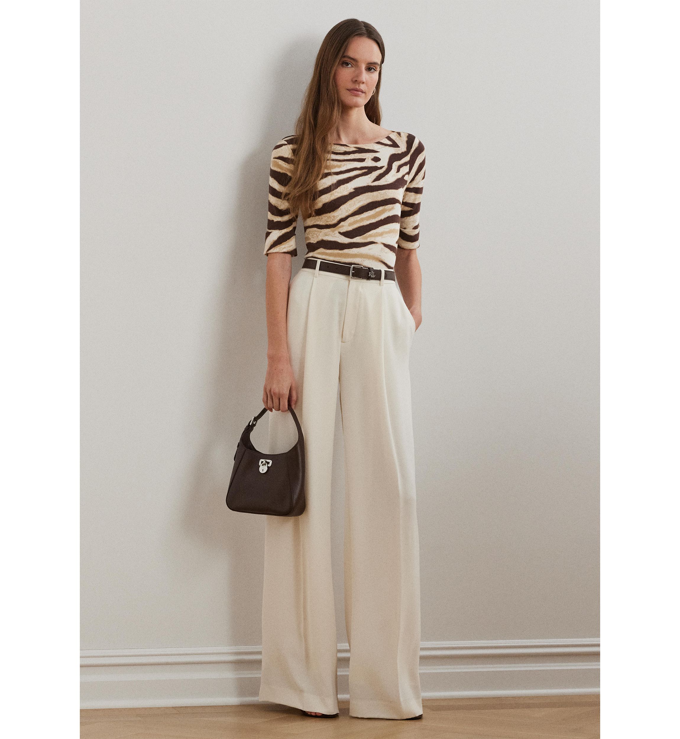 Petite Zebra-Print Stretch Cotton Boatneck Tee