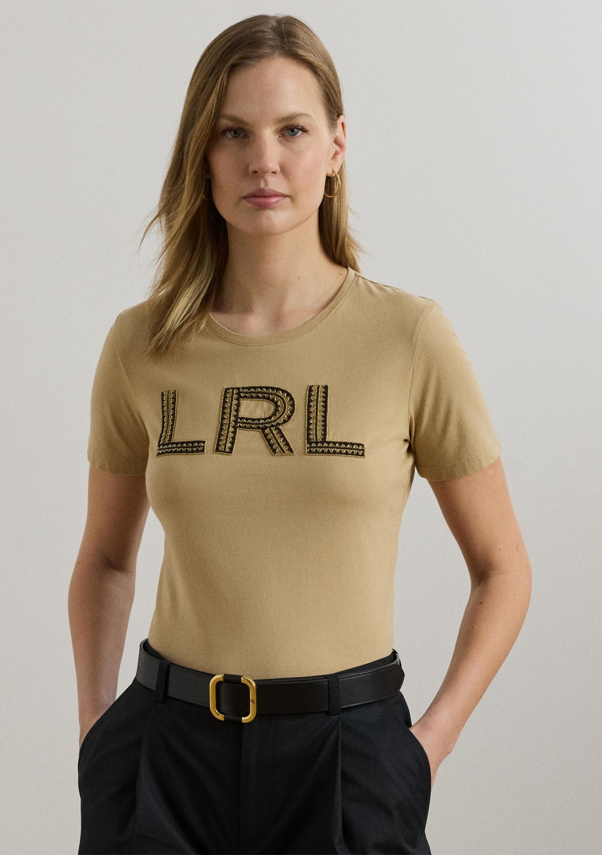 Petite Beaded-Logo Cotton Jersey T-Shirt 