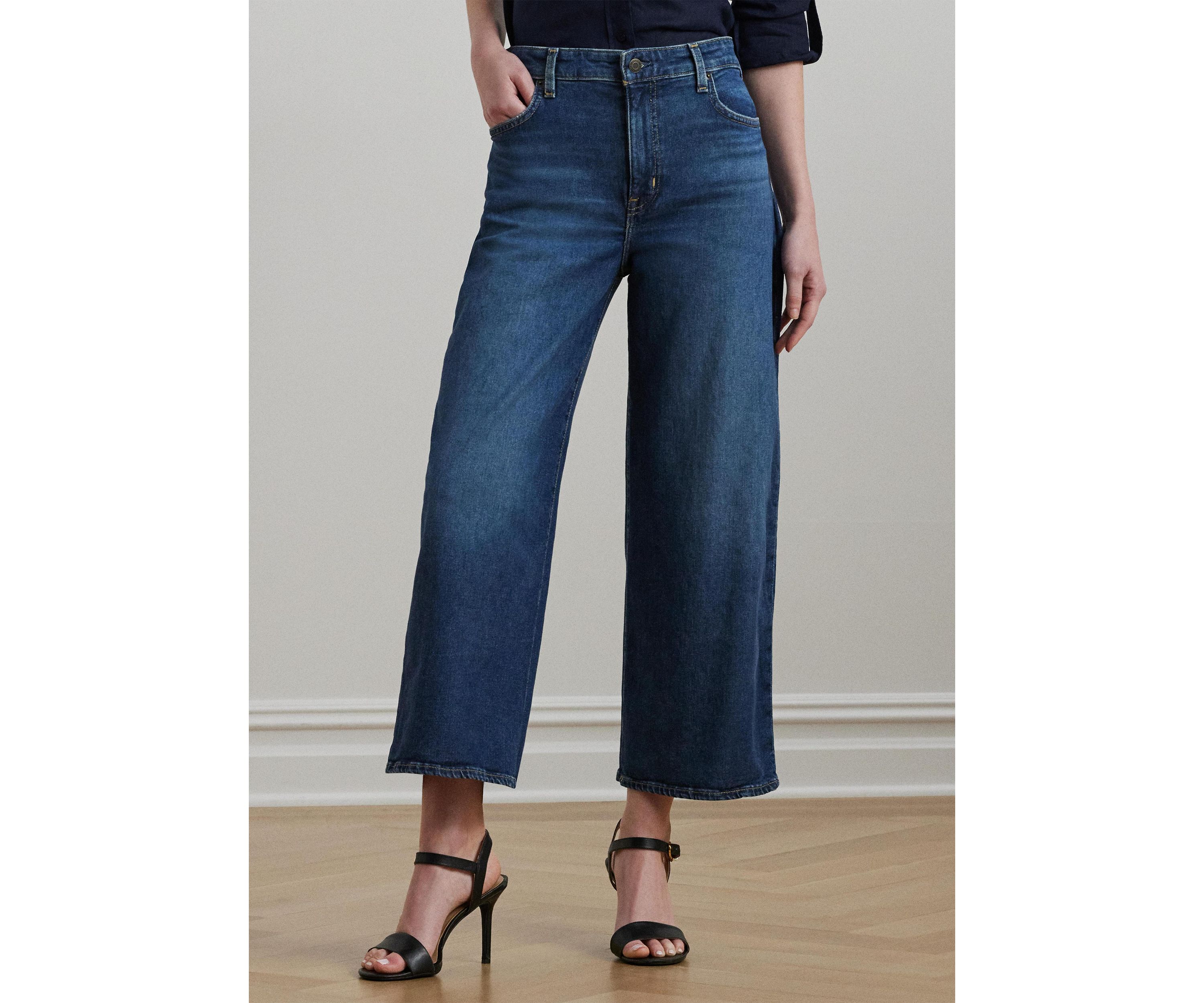 Petite High-Rise Wide-Leg Cropped Jeans