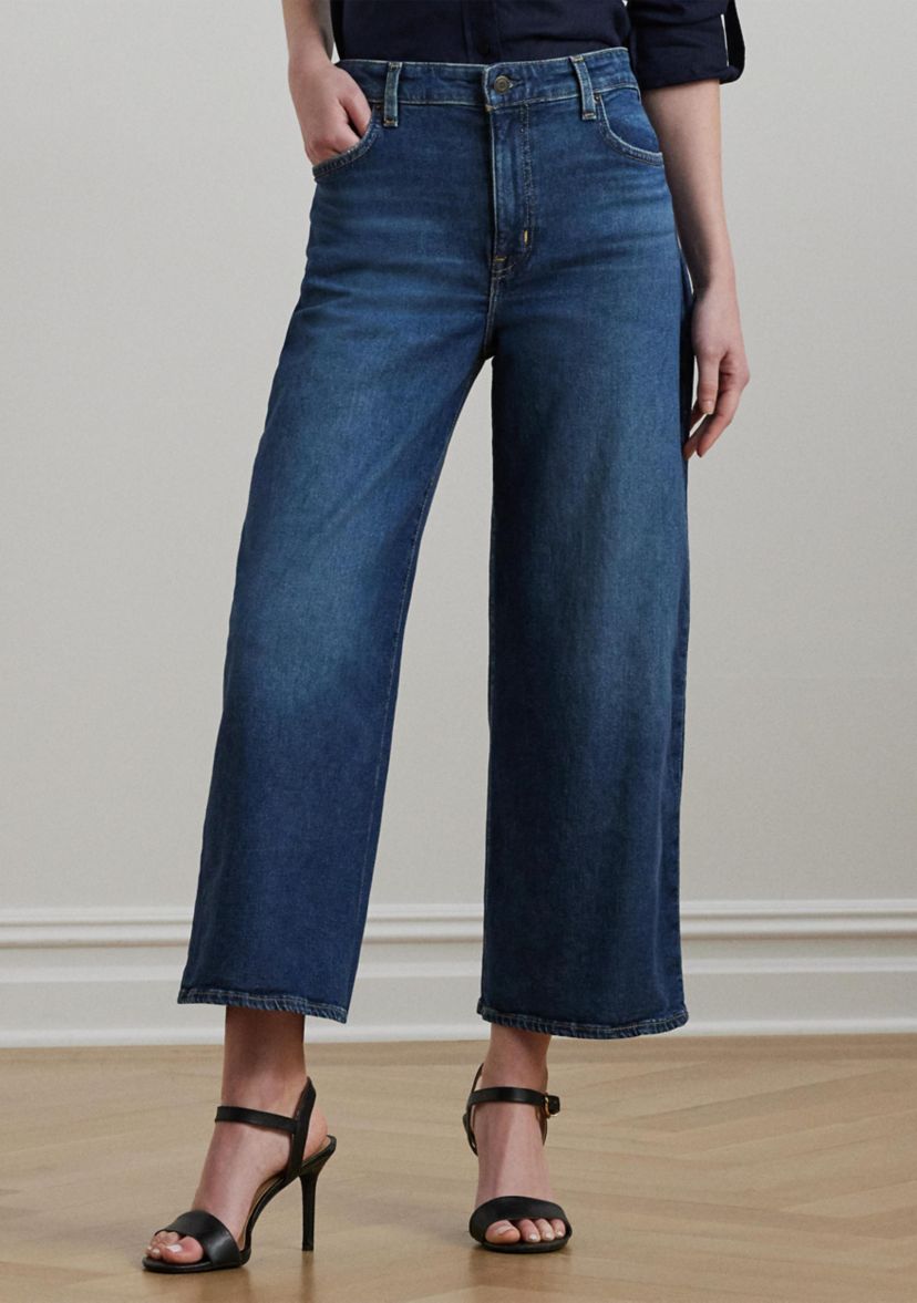 Petite High-Rise Wide-Leg Cropped Jeans