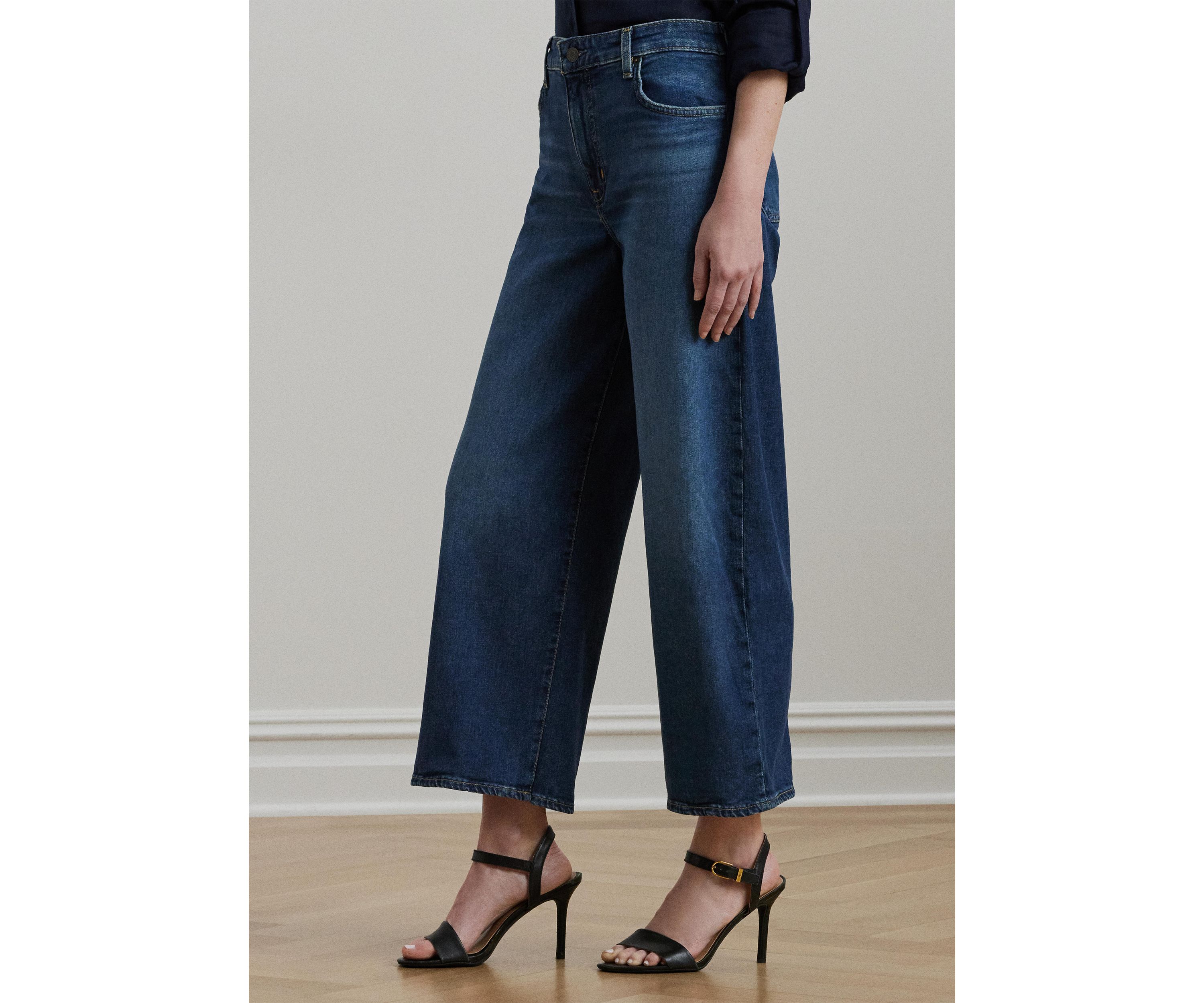 Petite High-Rise Wide-Leg Cropped Jeans