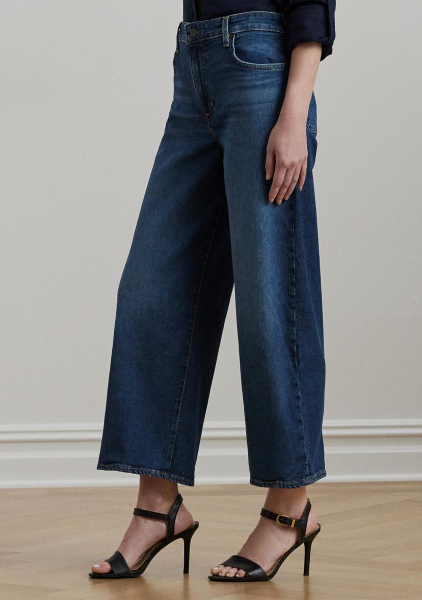 Petite High-Rise Wide-Leg Cropped Jeans