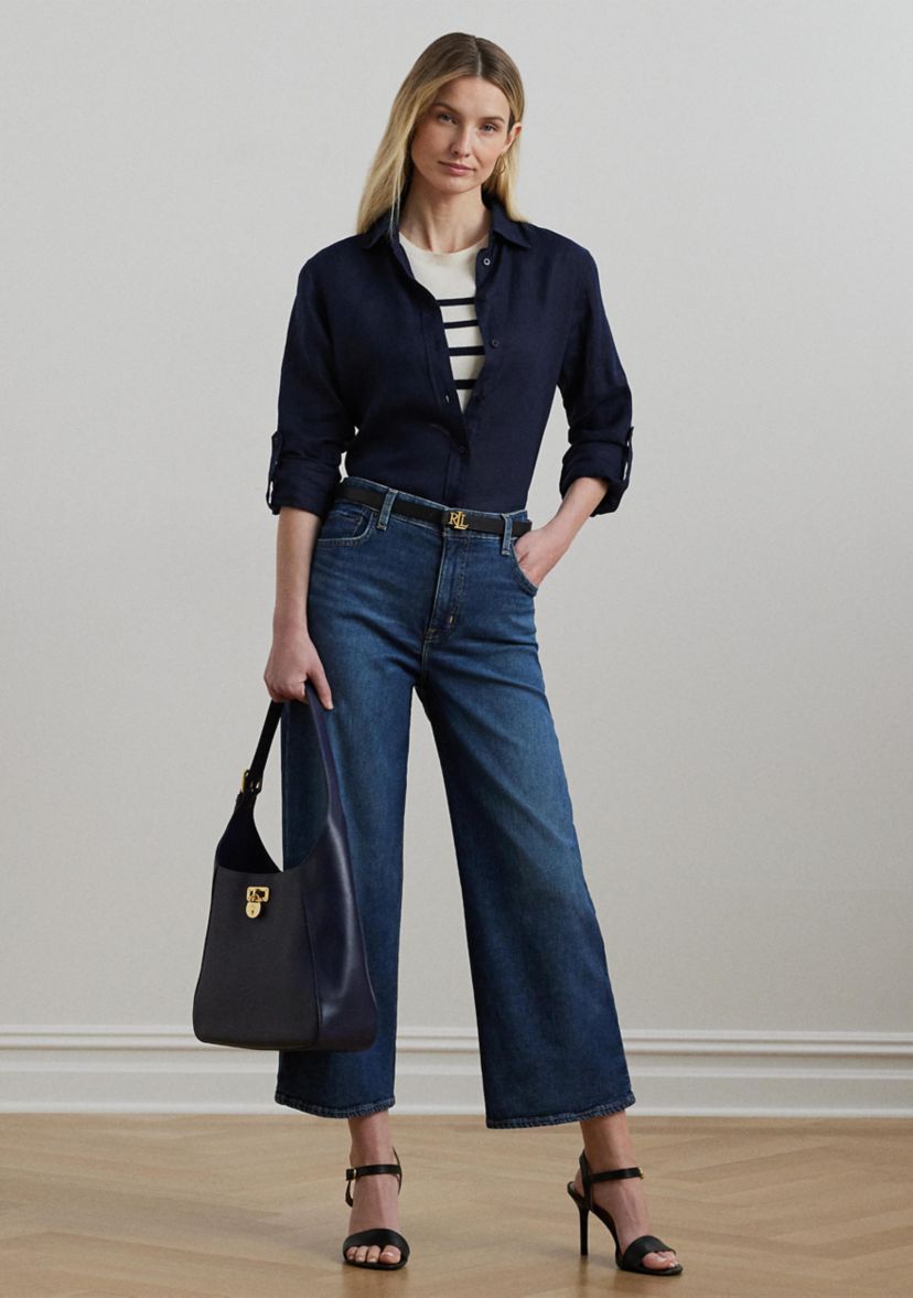Petite High-Rise Wide-Leg Cropped Jeans