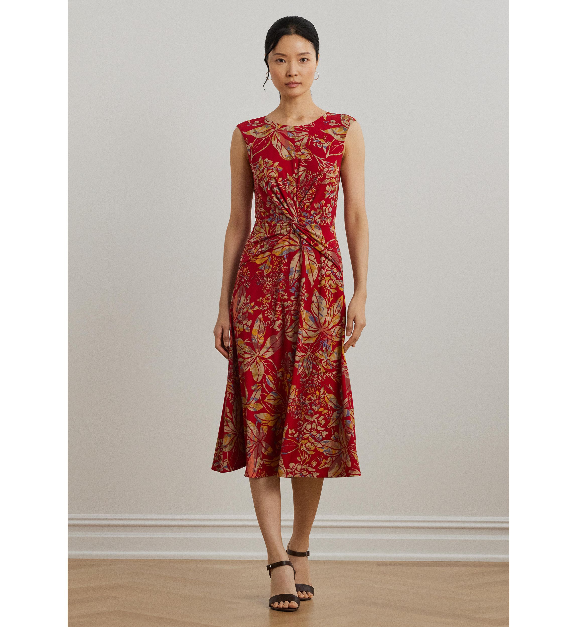 Petite Floral Twist Front Stretch Jersey Dress