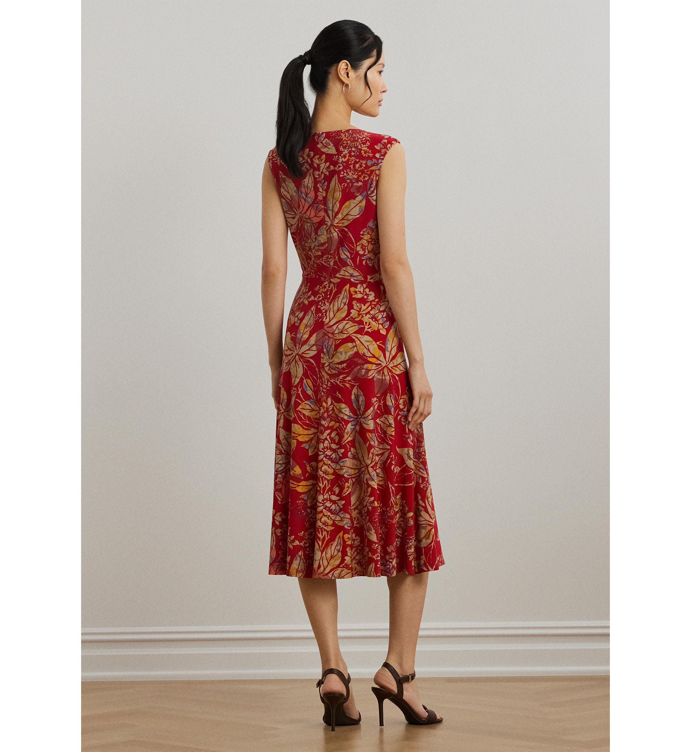 Petite Floral Twist Front Stretch Jersey Dress