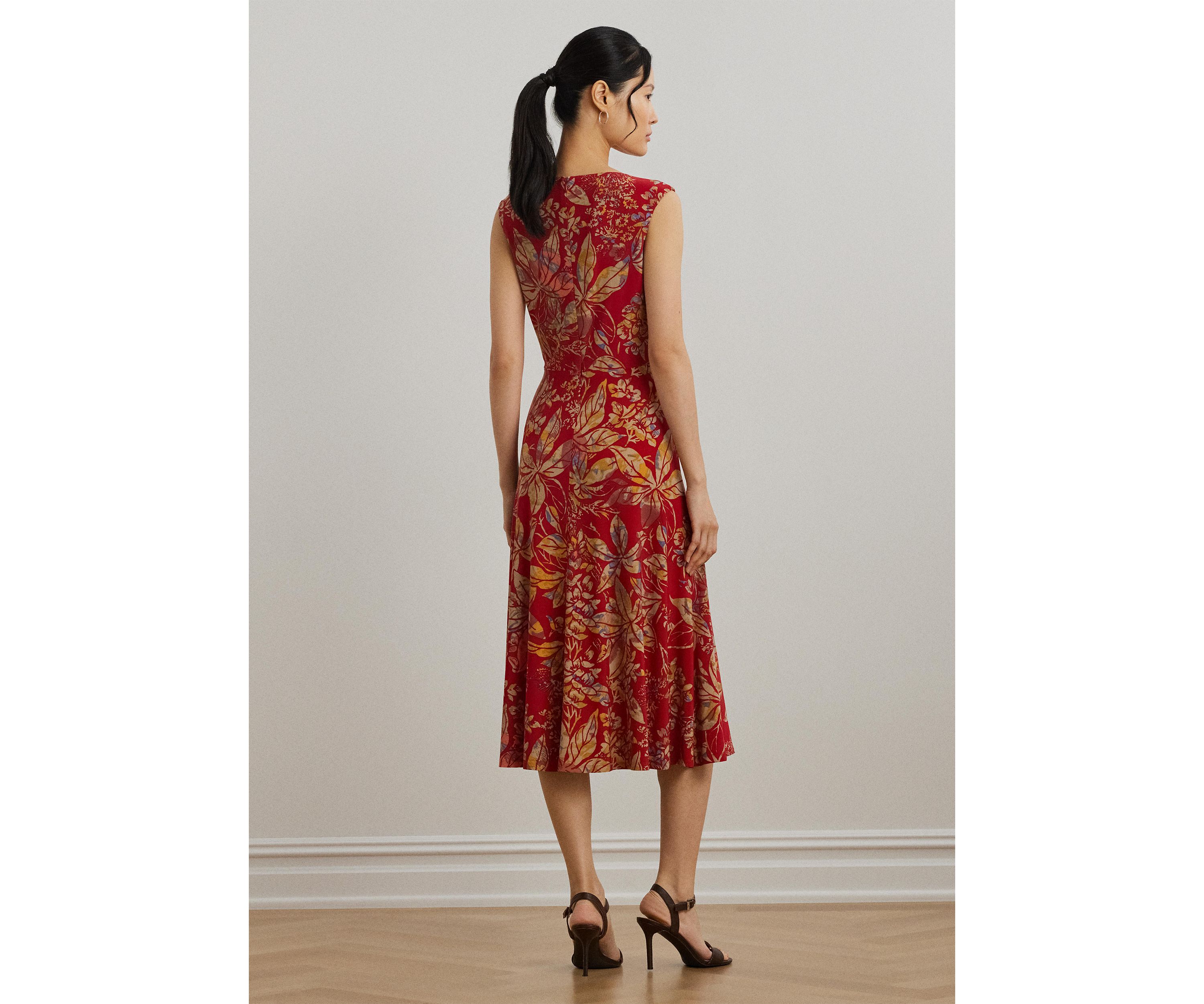 Petite Floral Twist Front Stretch Jersey Dress