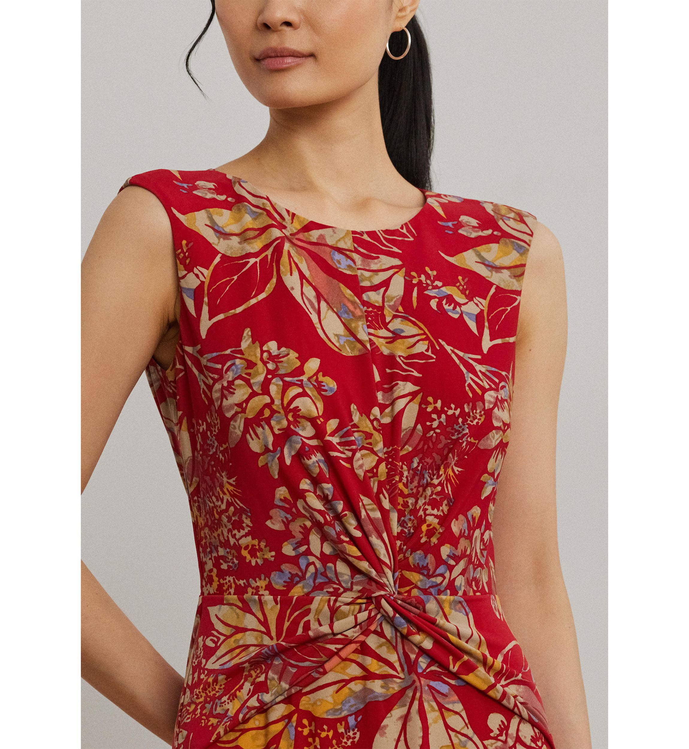 Petite Floral Twist Front Stretch Jersey Dress