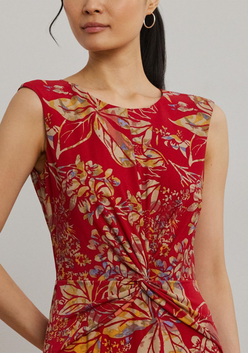 Petite Floral Twist Front Stretch Jersey Dress