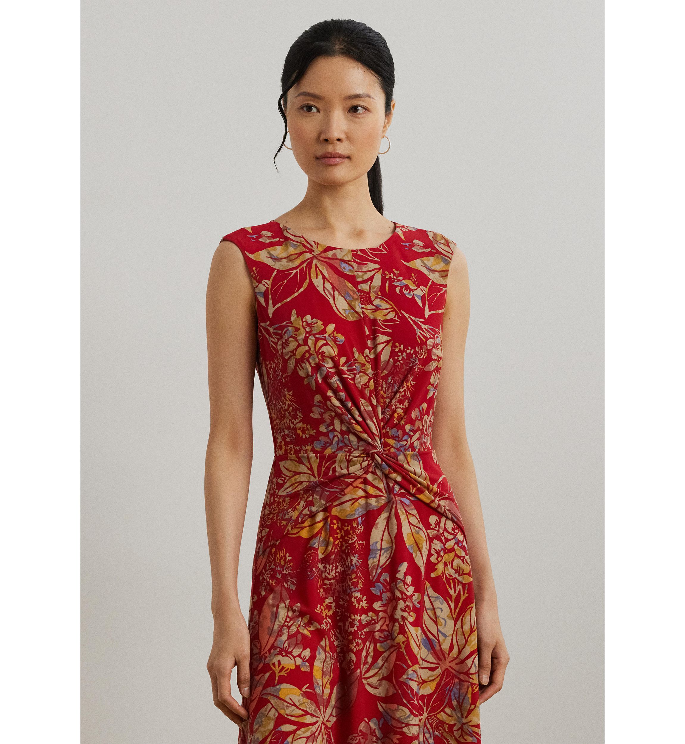 Petite Floral Twist Front Stretch Jersey Dress