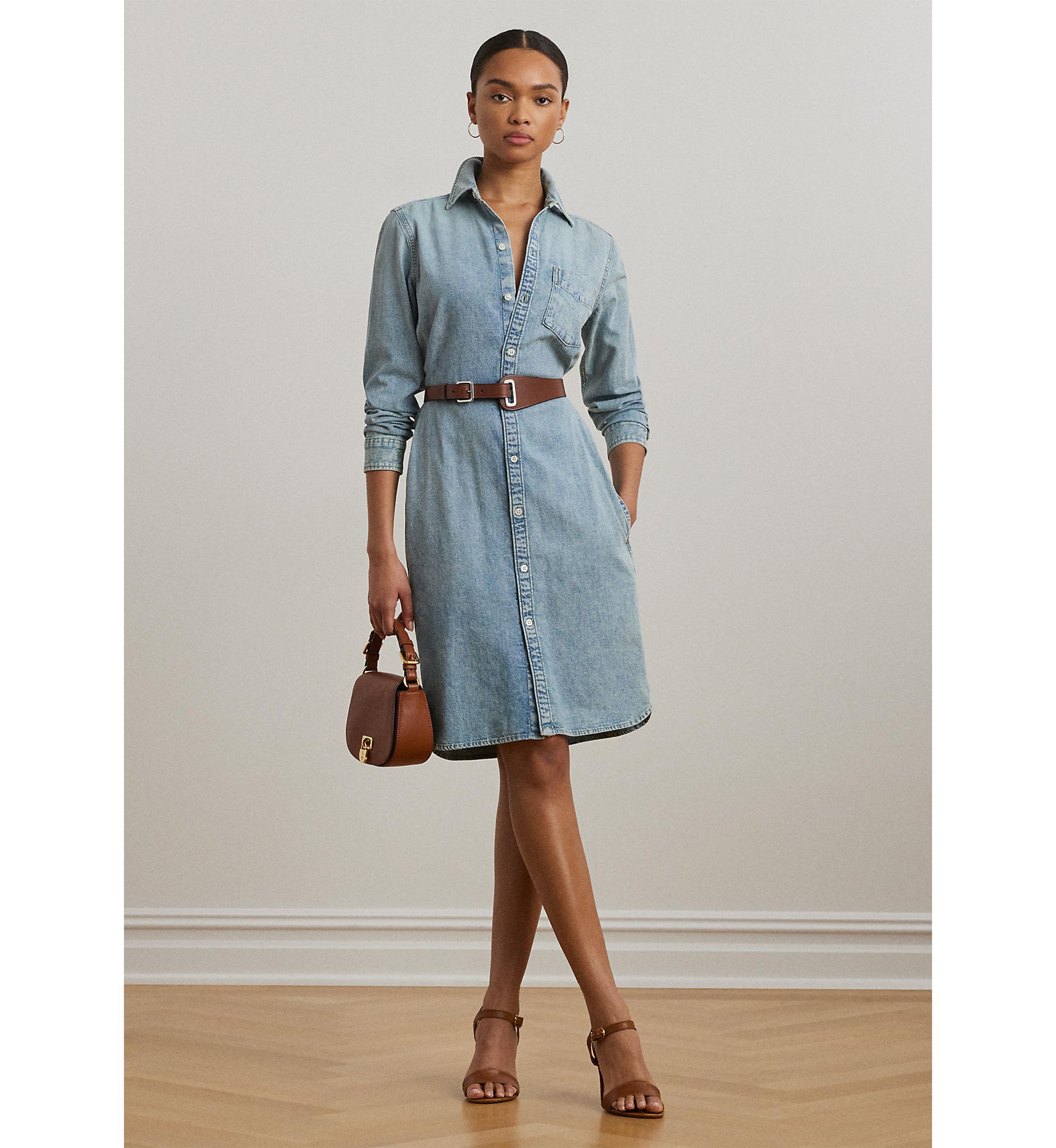 Petite Belted Denim Shirtdress