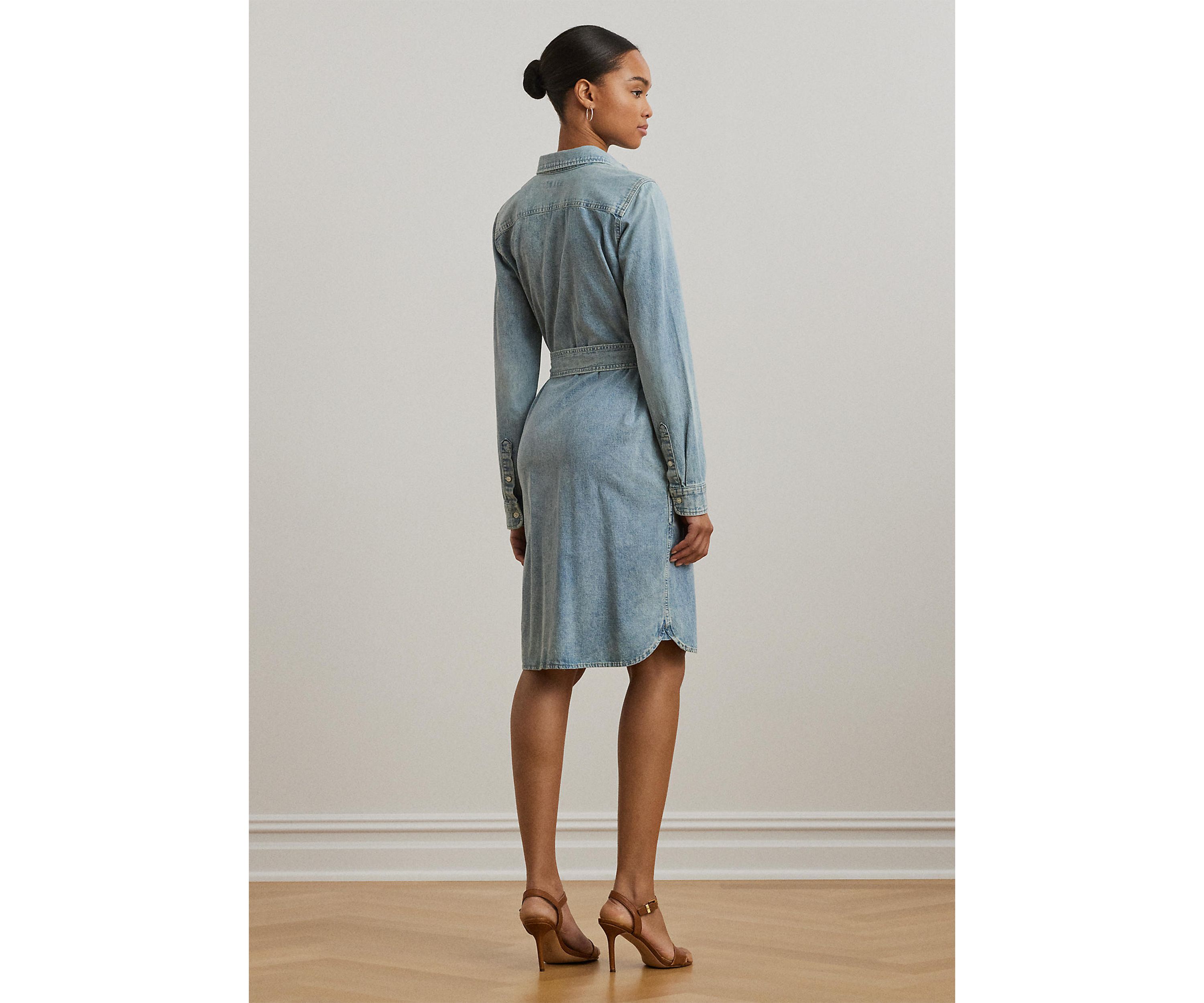 Petite Belted Denim Shirtdress