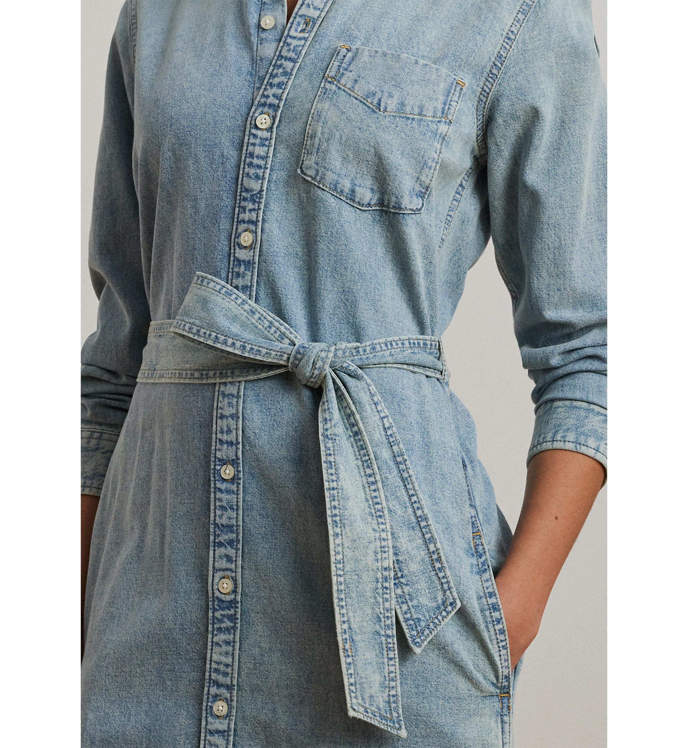 Petite Belted Denim Shirtdress