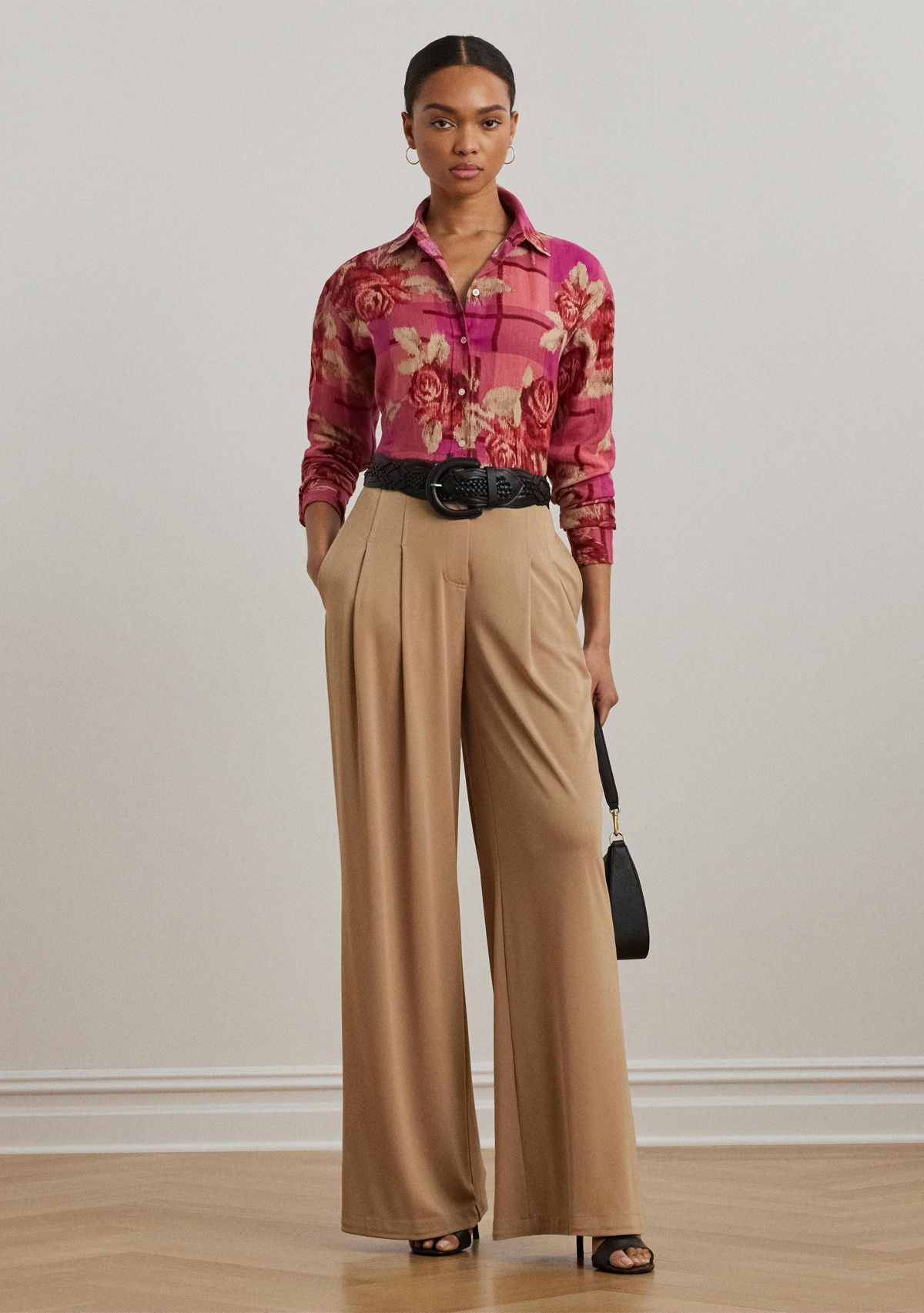 Petite Relaxed Fit Floral Linen Shirt