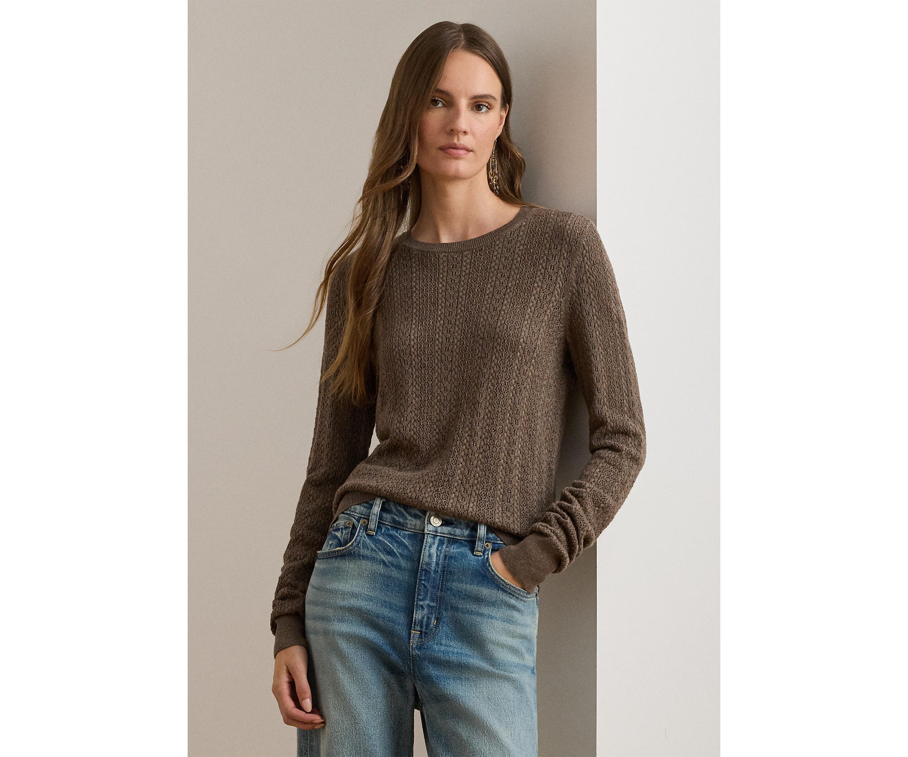 Petite Pointelle-Knit Cotton-Blend Sweater