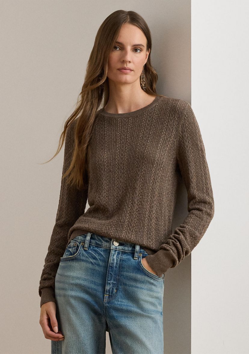 Petite Pointelle-Knit Cotton-Blend Sweater