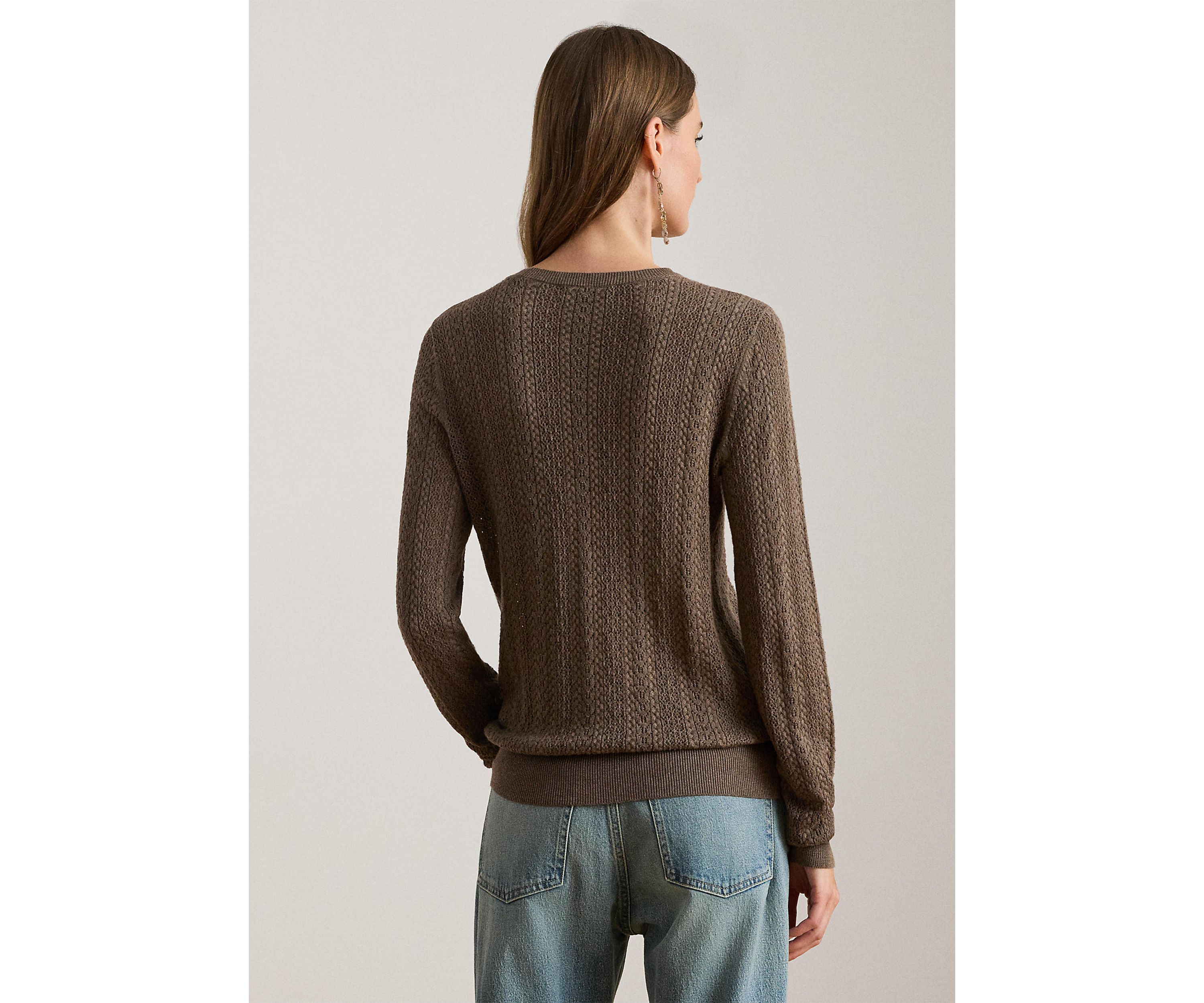 Petite Pointelle-Knit Cotton-Blend Sweater