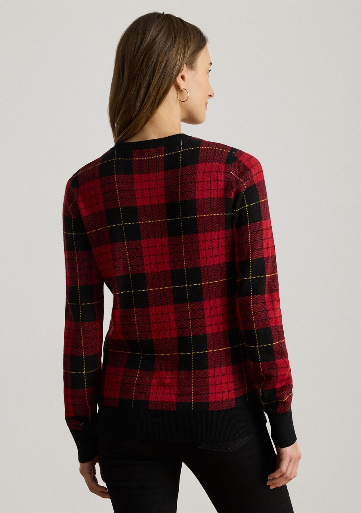 Petite Plaid Cotton-Blend Sweater