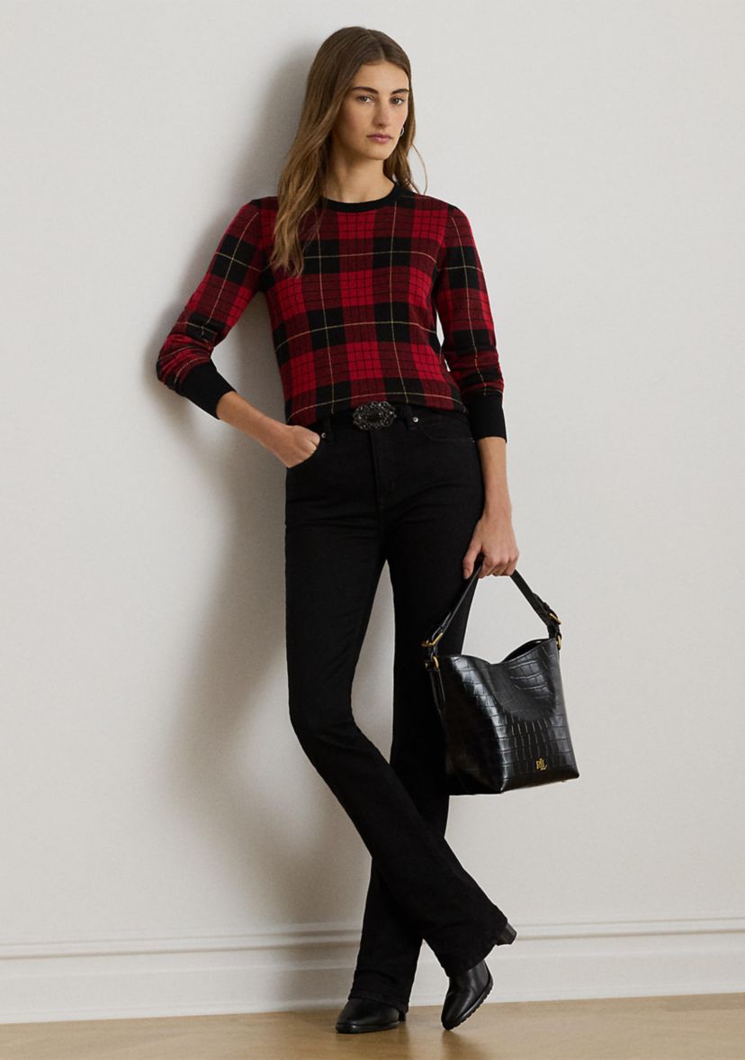 Petite Plaid Cotton-Blend Sweater