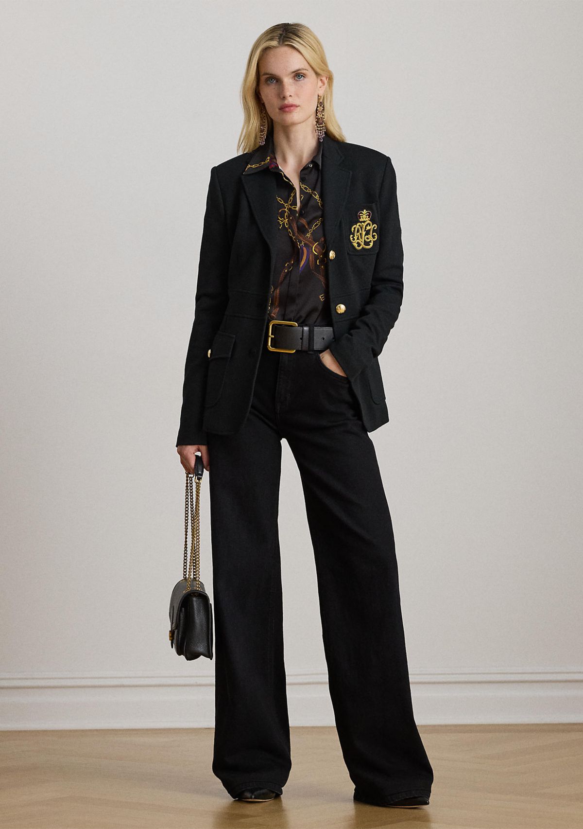 Petite Classic Fit Belting-Print Satin Shirt