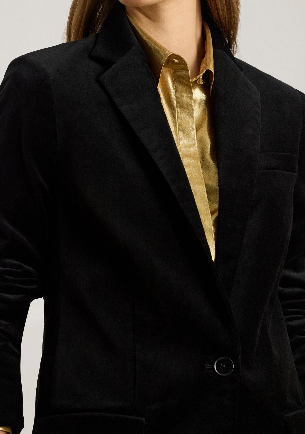 Petite Stretch Velvet Blazer