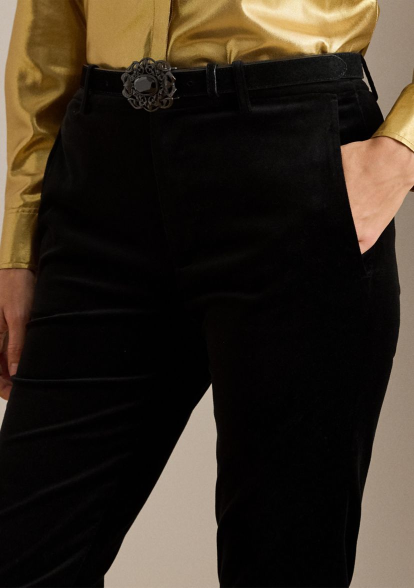 Petite Stretch Velvet Cropped Pants