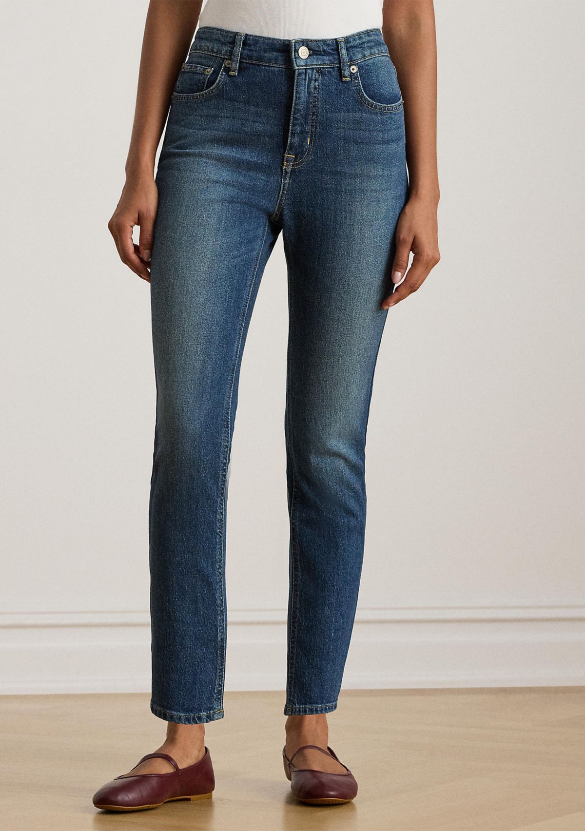 Petite High-Rise Straight Ankle Jeans